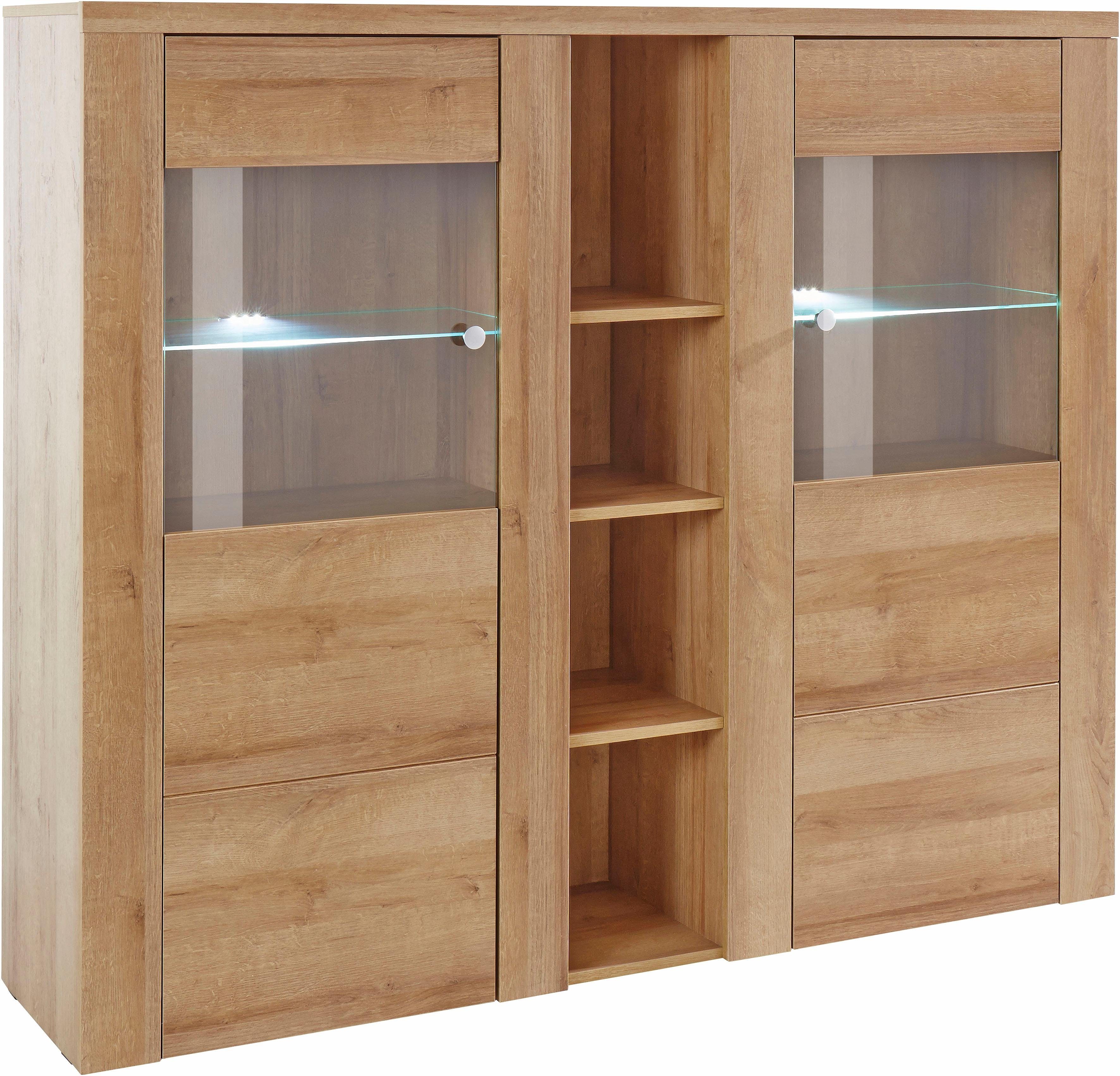 Home affaire Highboard Larona, tijdloze hoge commode met 2 deuren, deurkast, hoogte 129,5 cm,