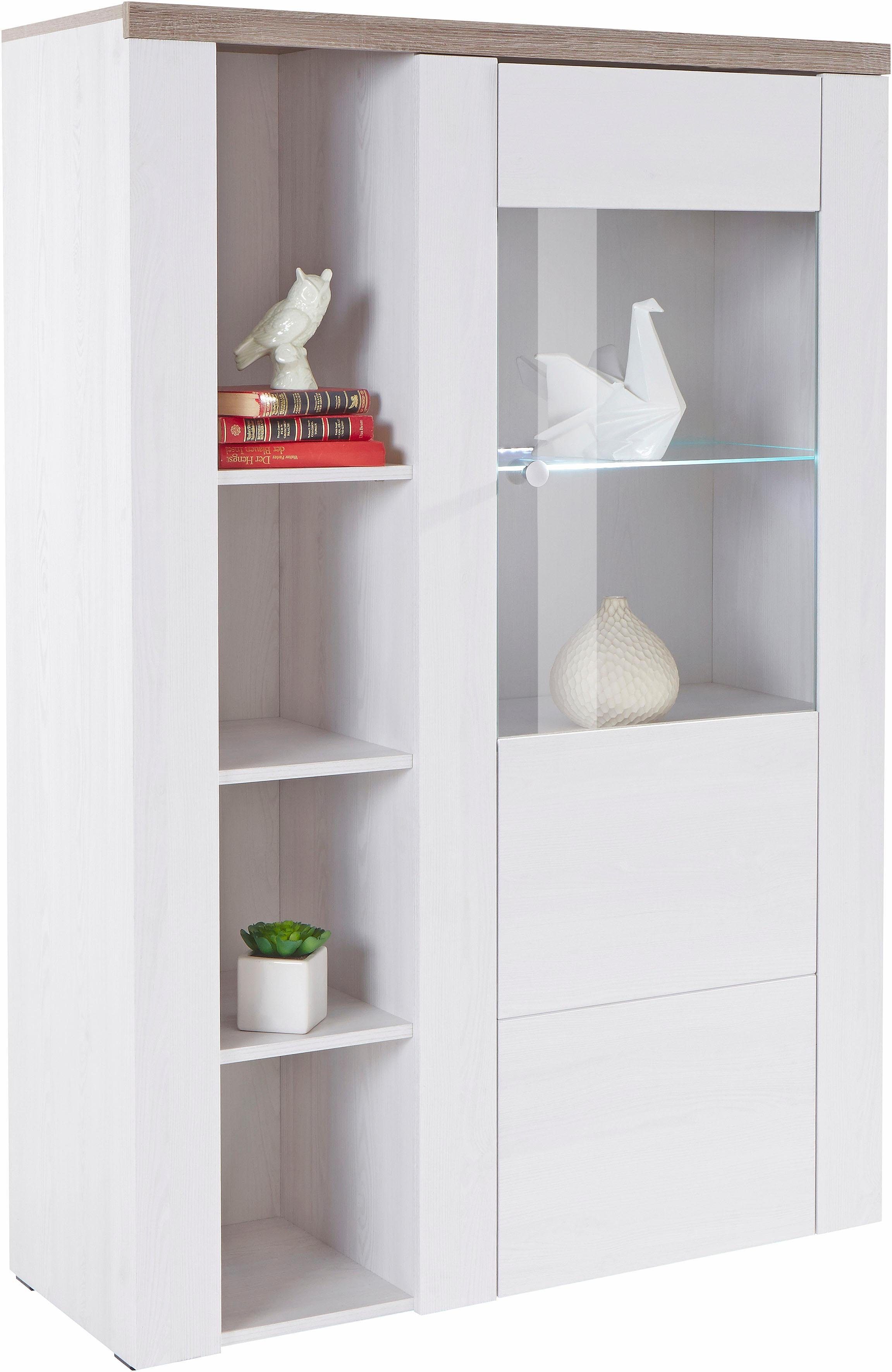Home affaire Vitrinekast Larona, tijdloze glazen vitrine, hoge kast hoogte 145 cm