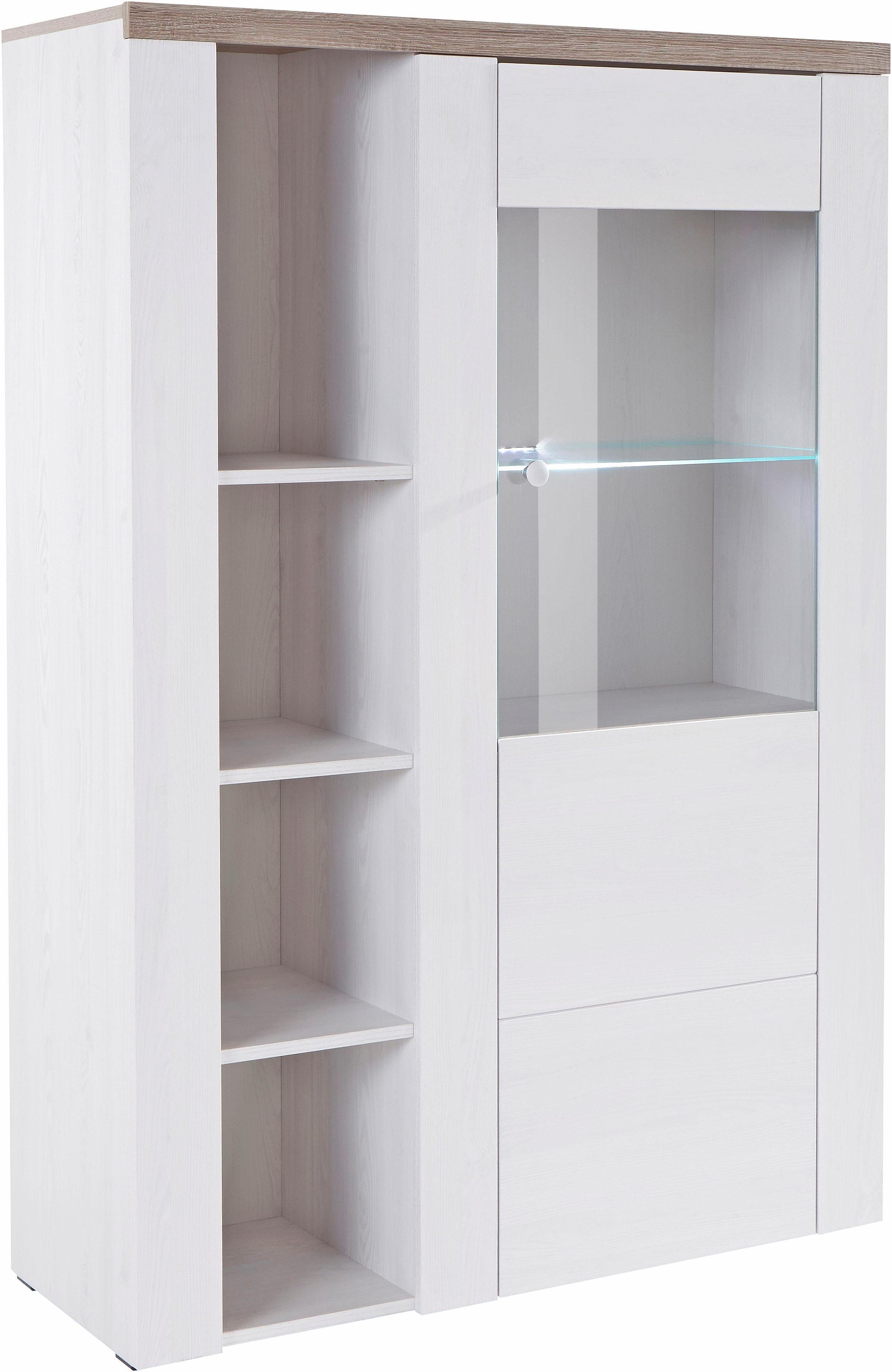 Home affaire Vitrinekast Larona, tijdloze glazen vitrine, hoge kast hoogte 145 cm