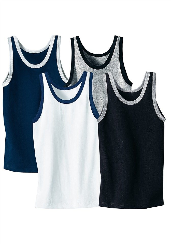 Singlet, set van 4, AUTHENTIC UNDERWEAR