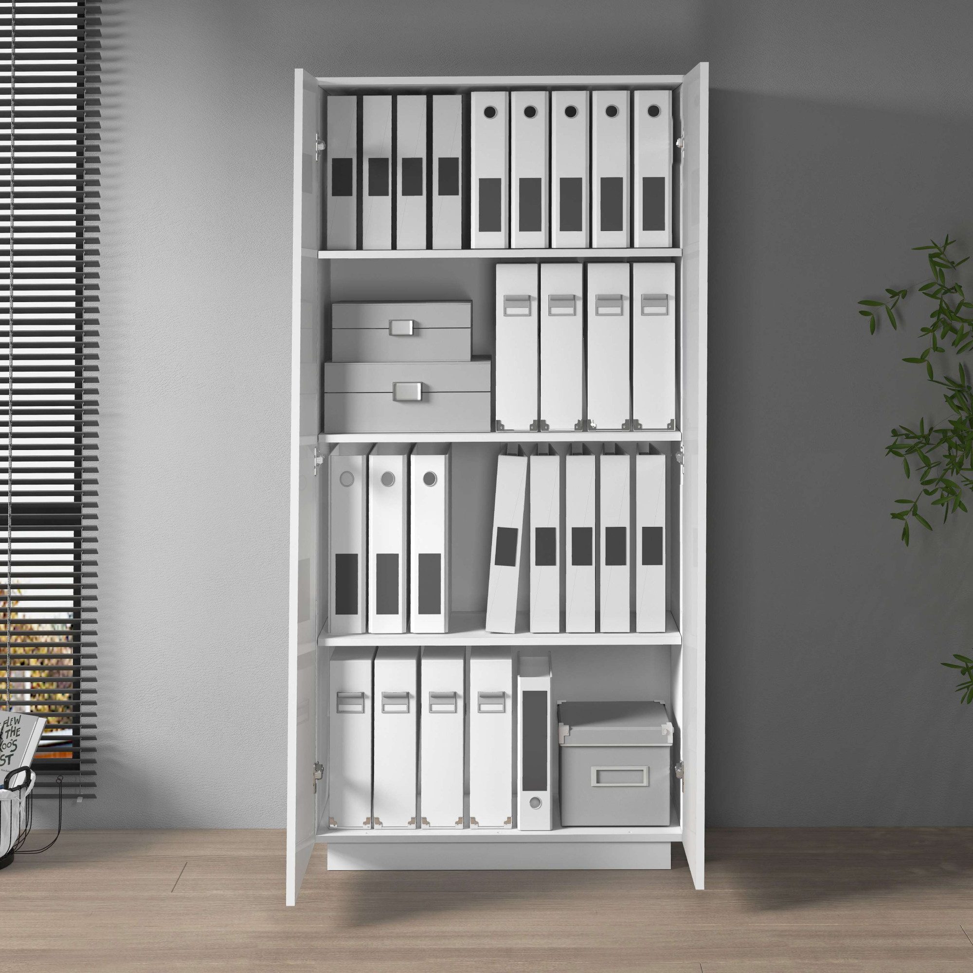 INOSIGN Archiefkast Vega, Multifunctionele kast, Bureaukast, met 2 deuren & verstelbare legplanken, hoogte 86 of 166 cm, made in italy