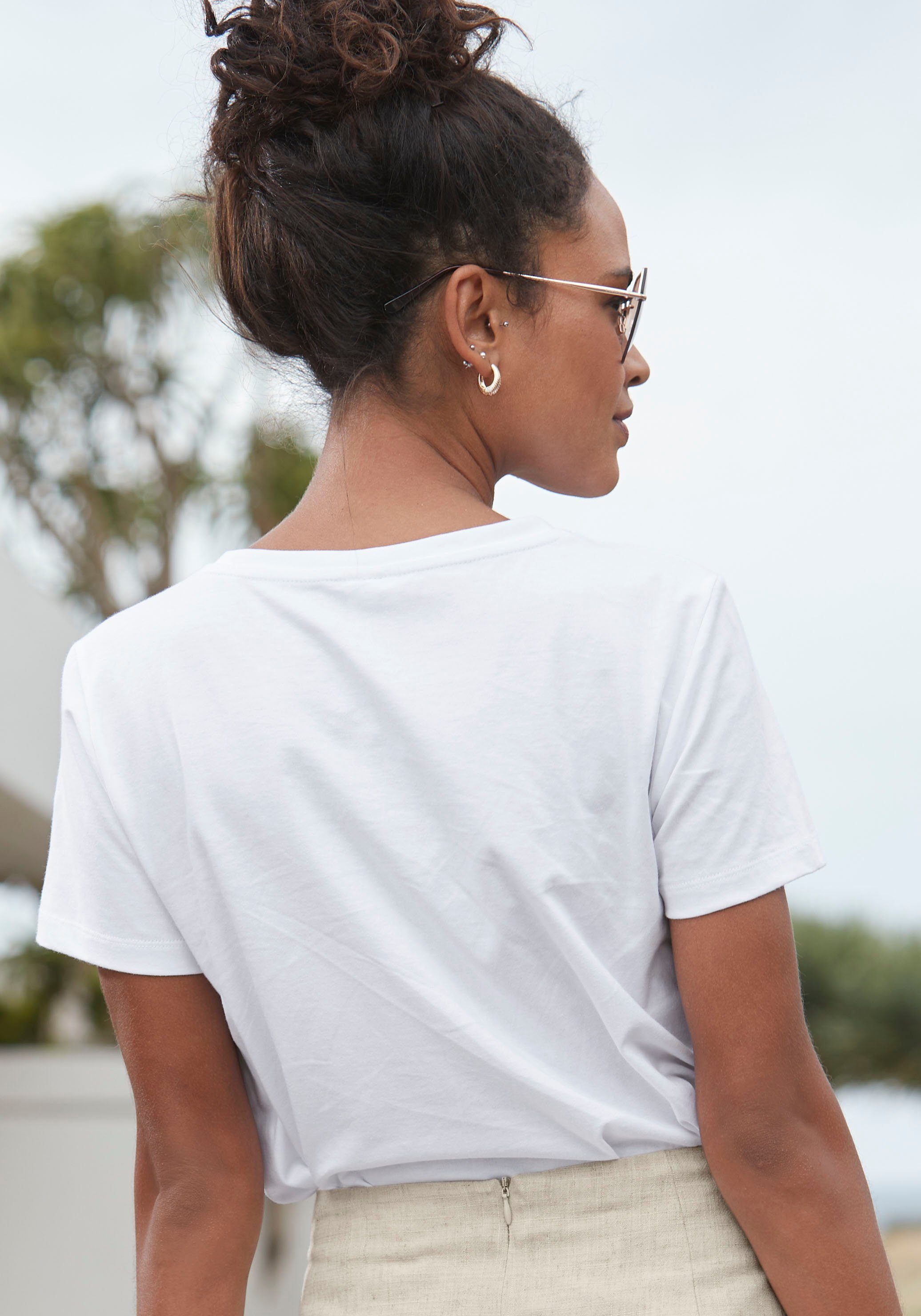 Lascana T-shirt met print, katoenen shirt met korte mouwen, casual-chic