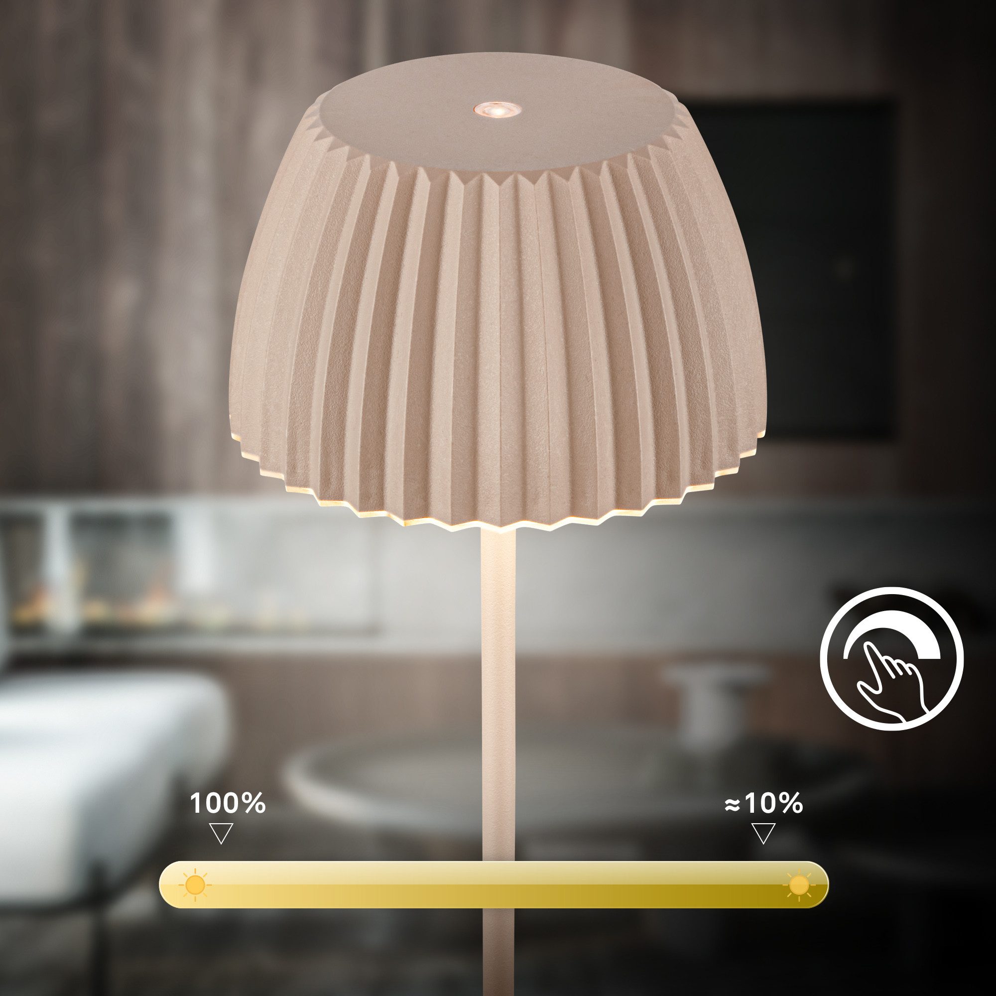 Briloner Leuchten Led-tafellamp Accu LED tafellamp, beige