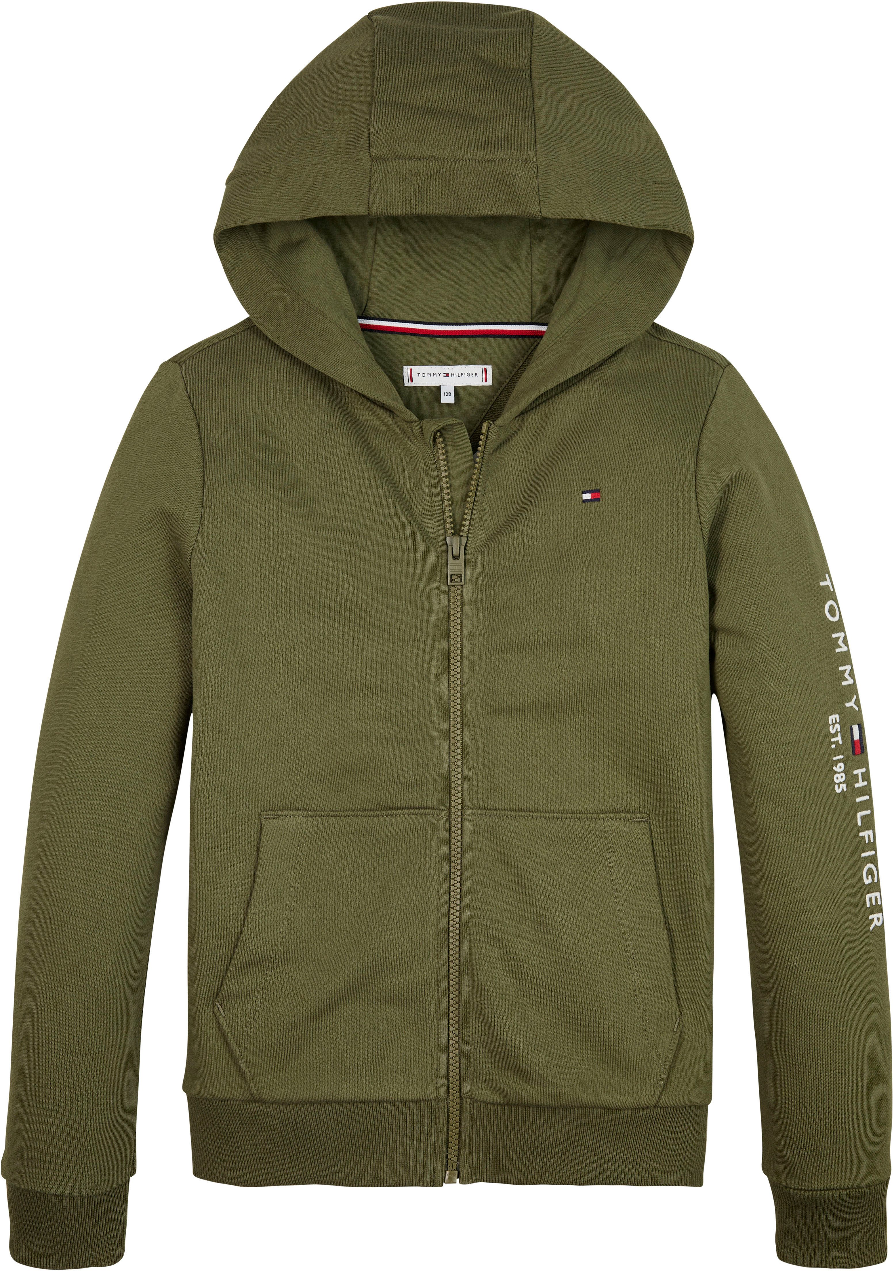 Tommy Hilfiger Sweatvest U ESSENTIAL ZIPTHROUGH HOODIE Kinderen tot 16 jaar met logo-opdruk