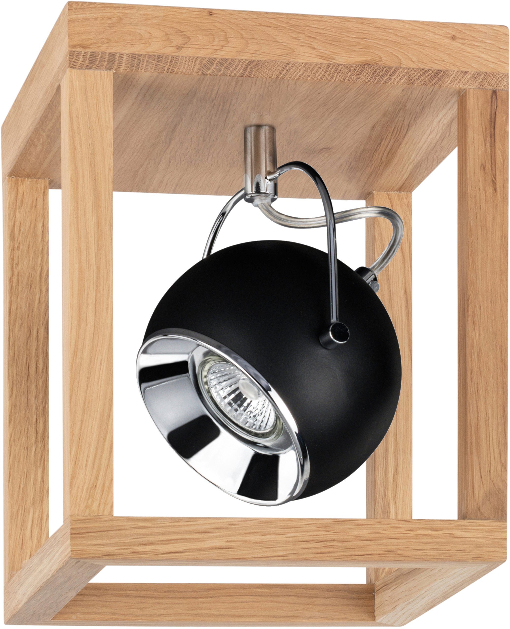 SPOT Light Led-plafondlamp ROY Inclusief ledverlichting, natuurproduct van eikenhout, duurzaam plafondlampen zwart