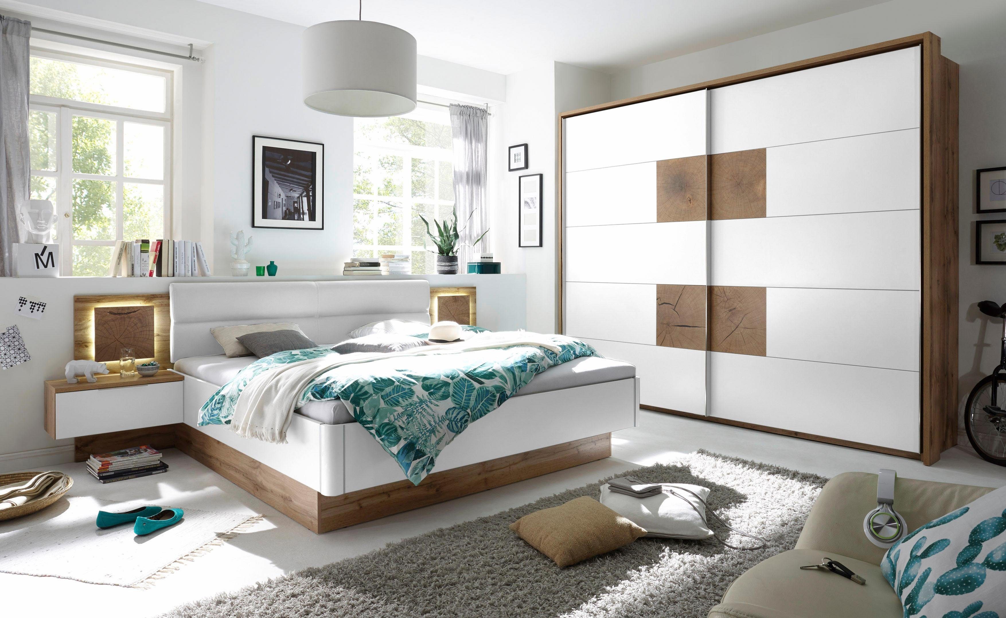 Schlafkontor Zweefdeurkast Capri Fronten met chique applicaties in kops hout-decor