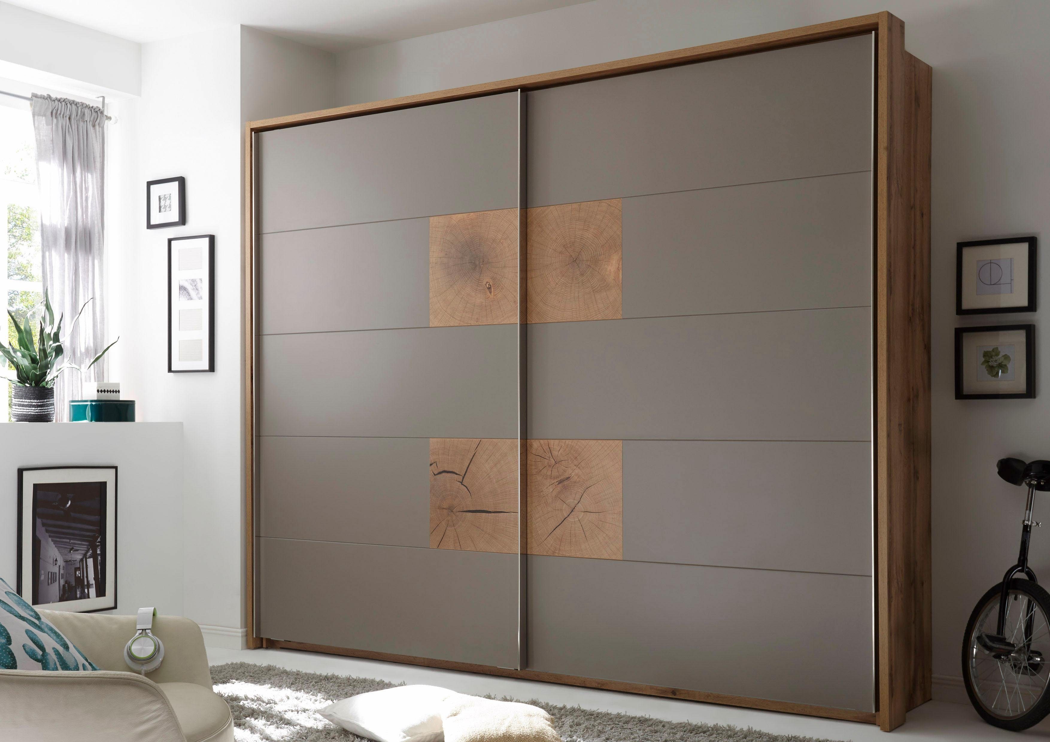 Schlafkontor Zweefdeurkast Capri Fronten met chique applicaties in kops hout-decor