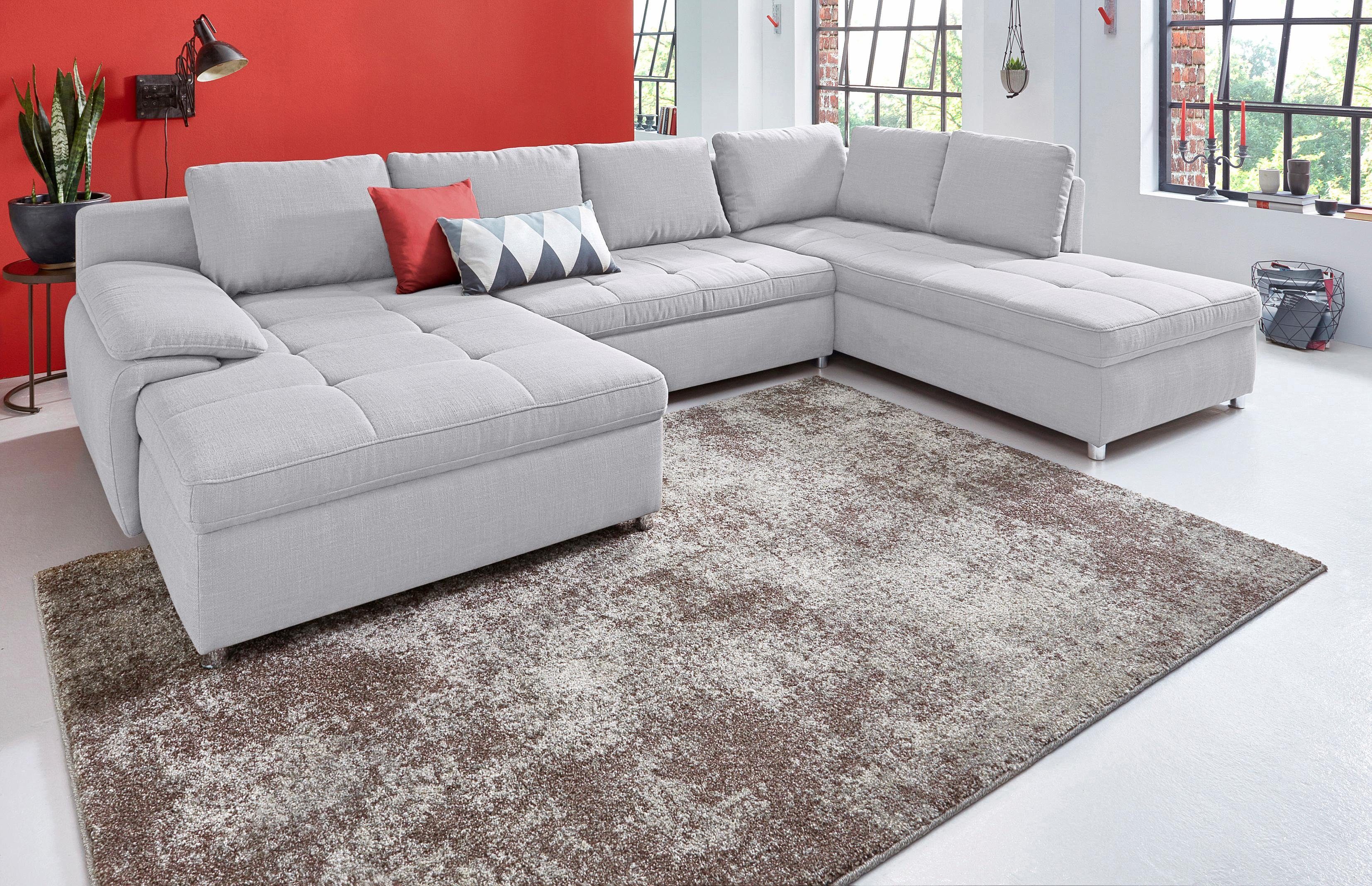 sit&more Zithoek Labene U-vorm naar keuze met slaapfunctie en bedkist zilver(kleur), zithoeken, Structuur, XL-met slaapfunctie-met bedkist-zonder