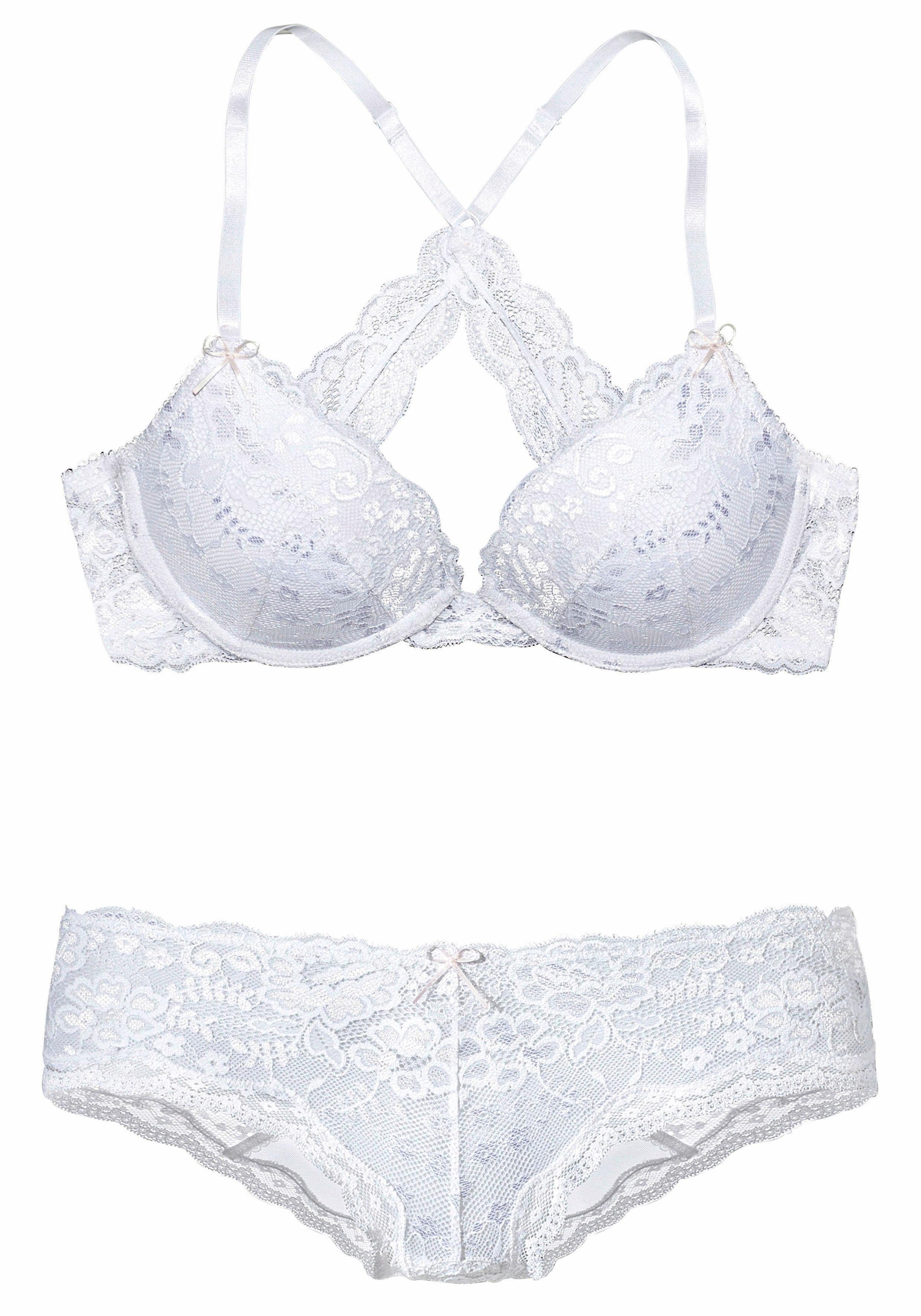 Lascana Set: push-up bh met delicaat kant, sexy lingerie, sexy ondergoed (set, 2-delig, Met hipster)