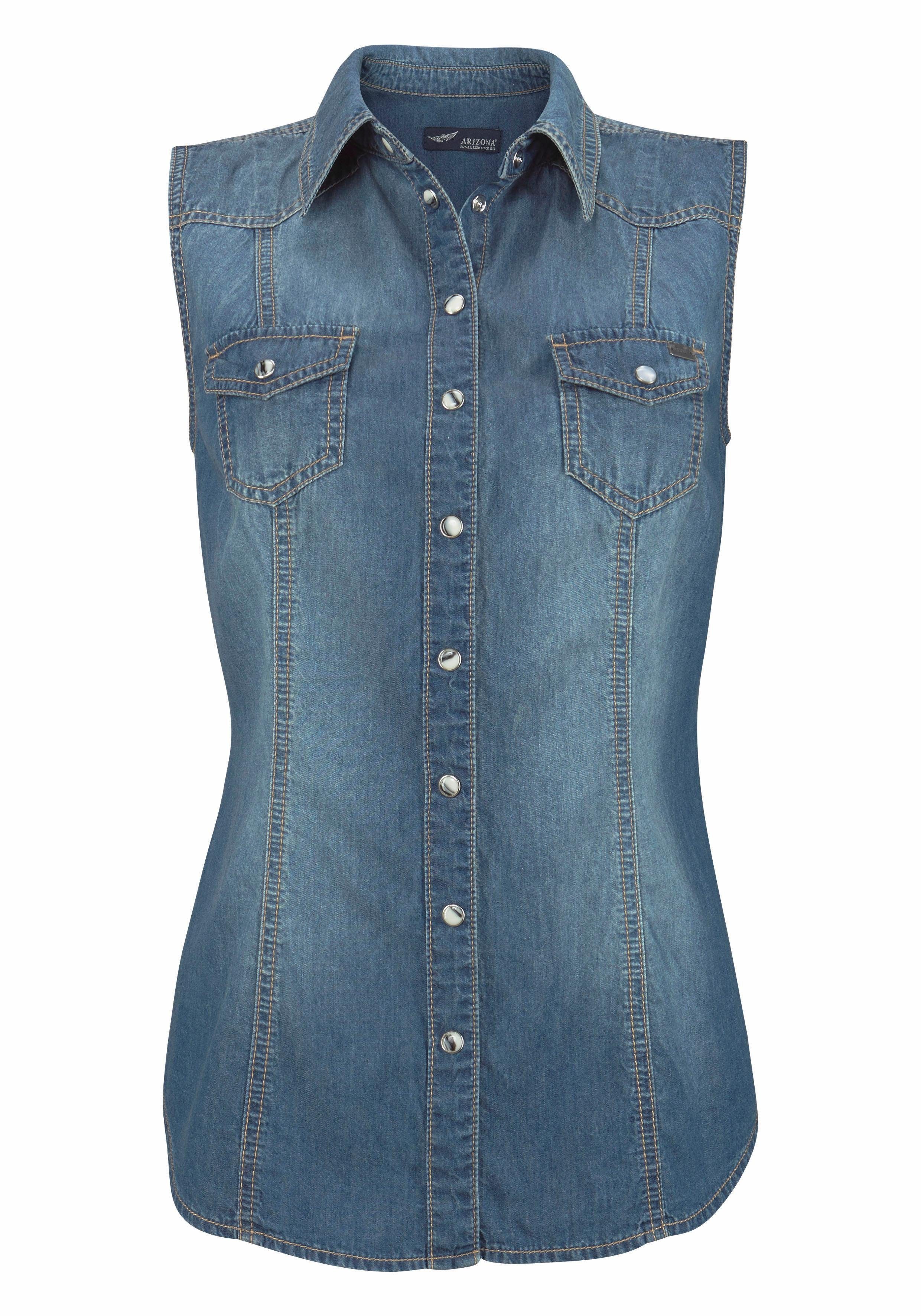 Arizona Jeans blouse met knopen in parelmoer-look