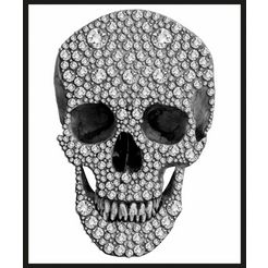 home affaire wanddecoratie skull 50-60 cm, ingelijst wit
