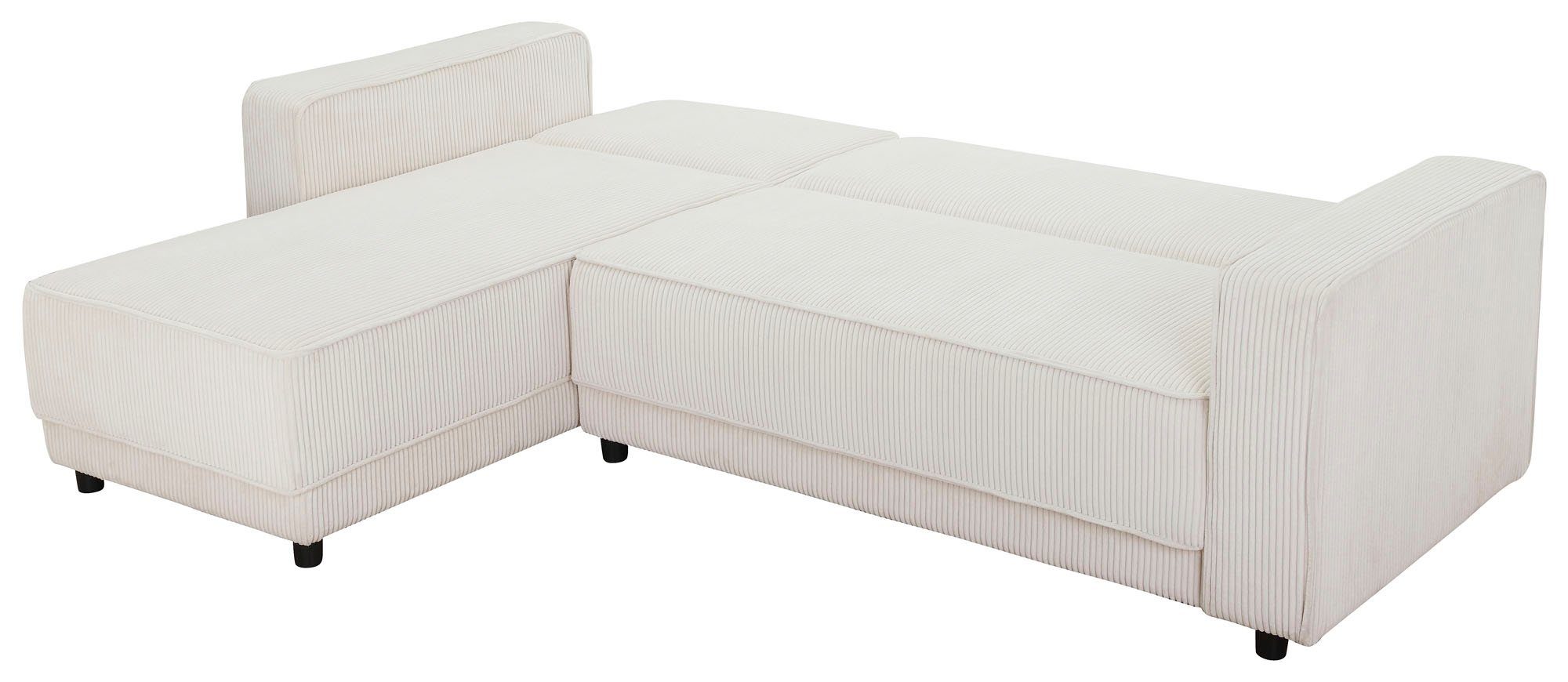 Dorel Home Hoekbank Allie slaapbank 230 cm met relaxfunctie in de rugleuning Slaapbank functie (108/194,5 cm), trendy ribfluweel of onderhoudsvriendelijk velours