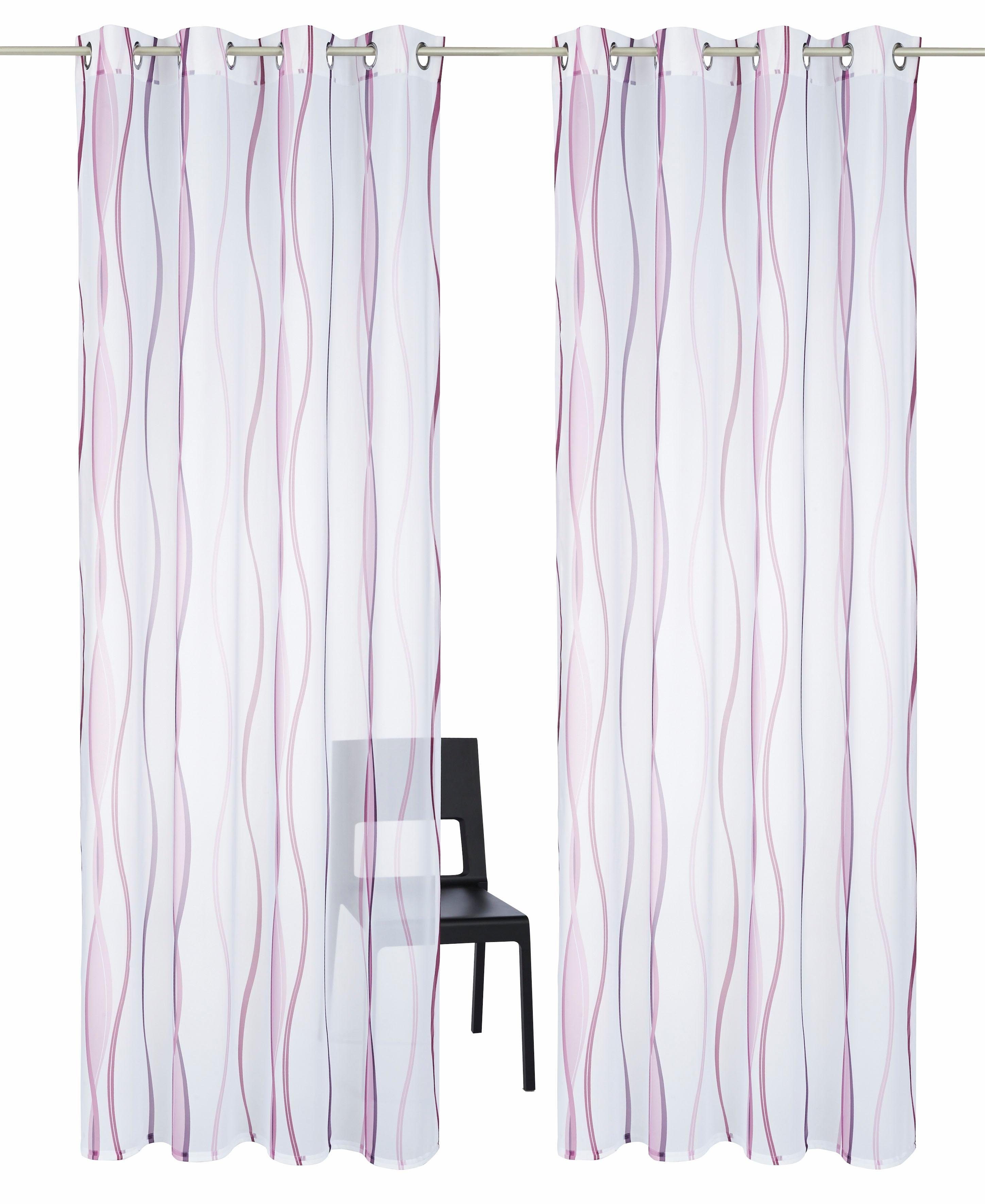 my home Gordijn Dimona set van 2, transparant, voile, polyester, golven (2 stuks)