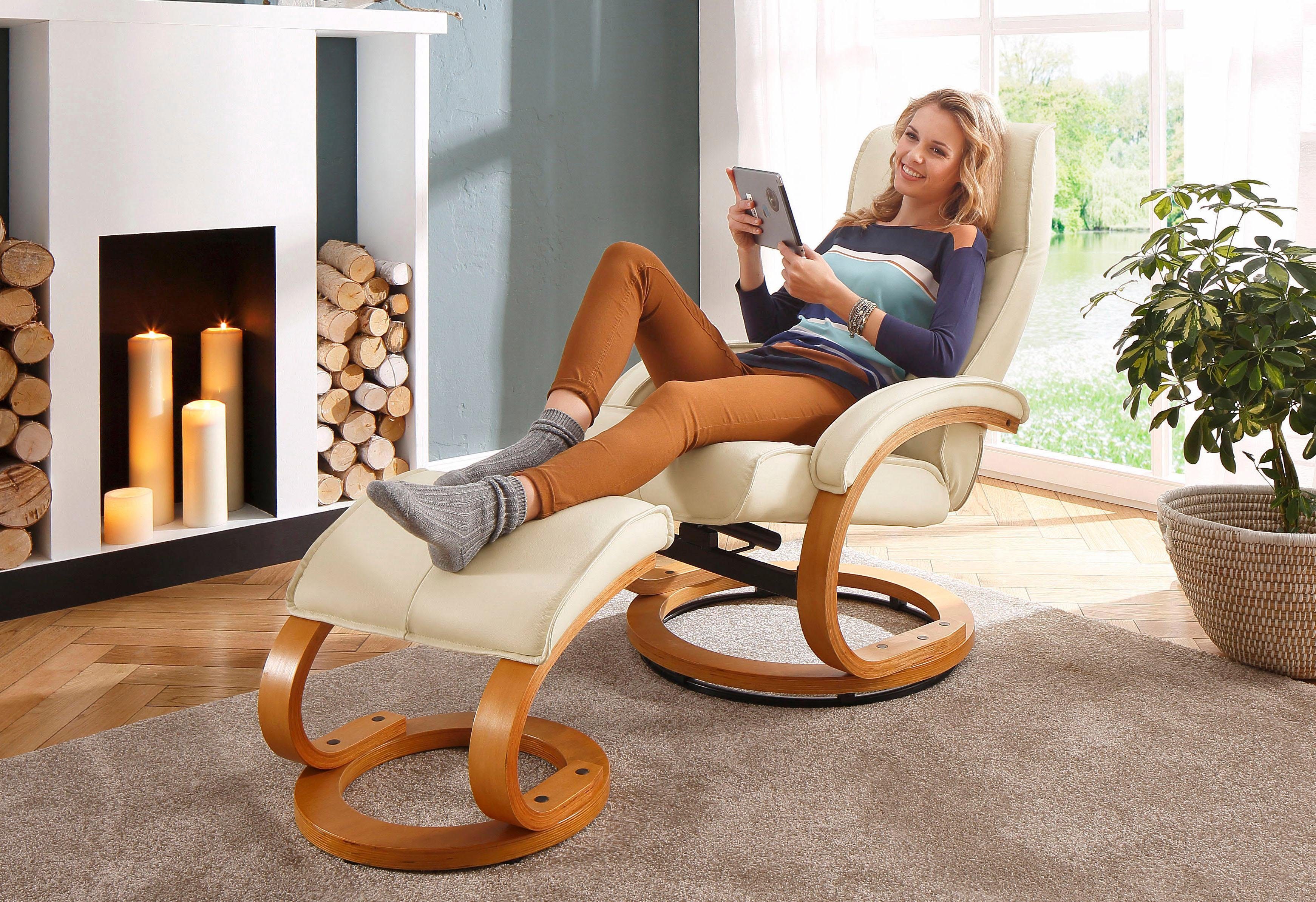 Home affaire Relaxfauteuil Paris, tv-stoel met poef en handmatige ligfunctie (set, 2 stuks)