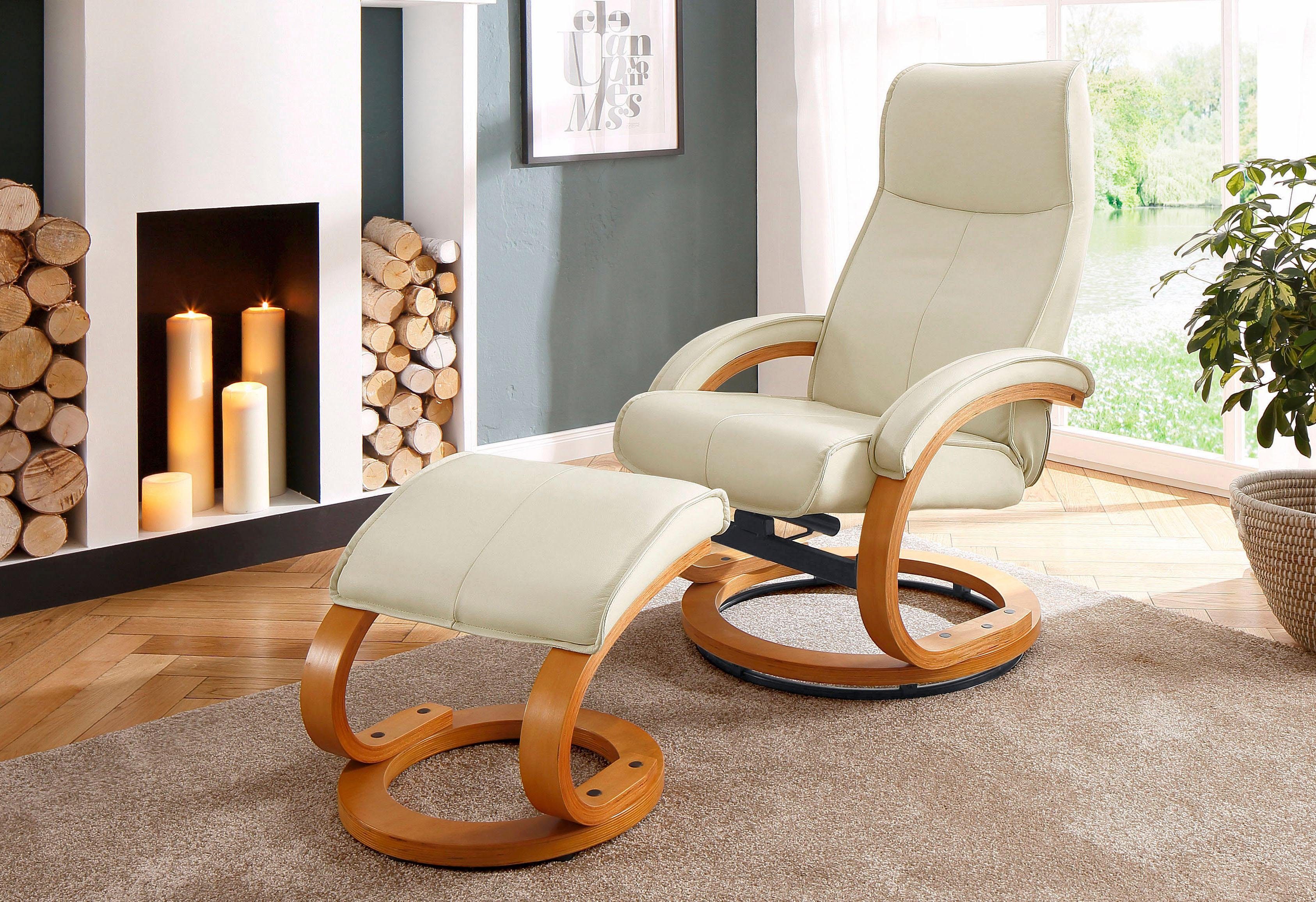 Home affaire Relaxfauteuil Paris, tv-stoel met poef en handmatige ligfunctie (set, 2 stuks)