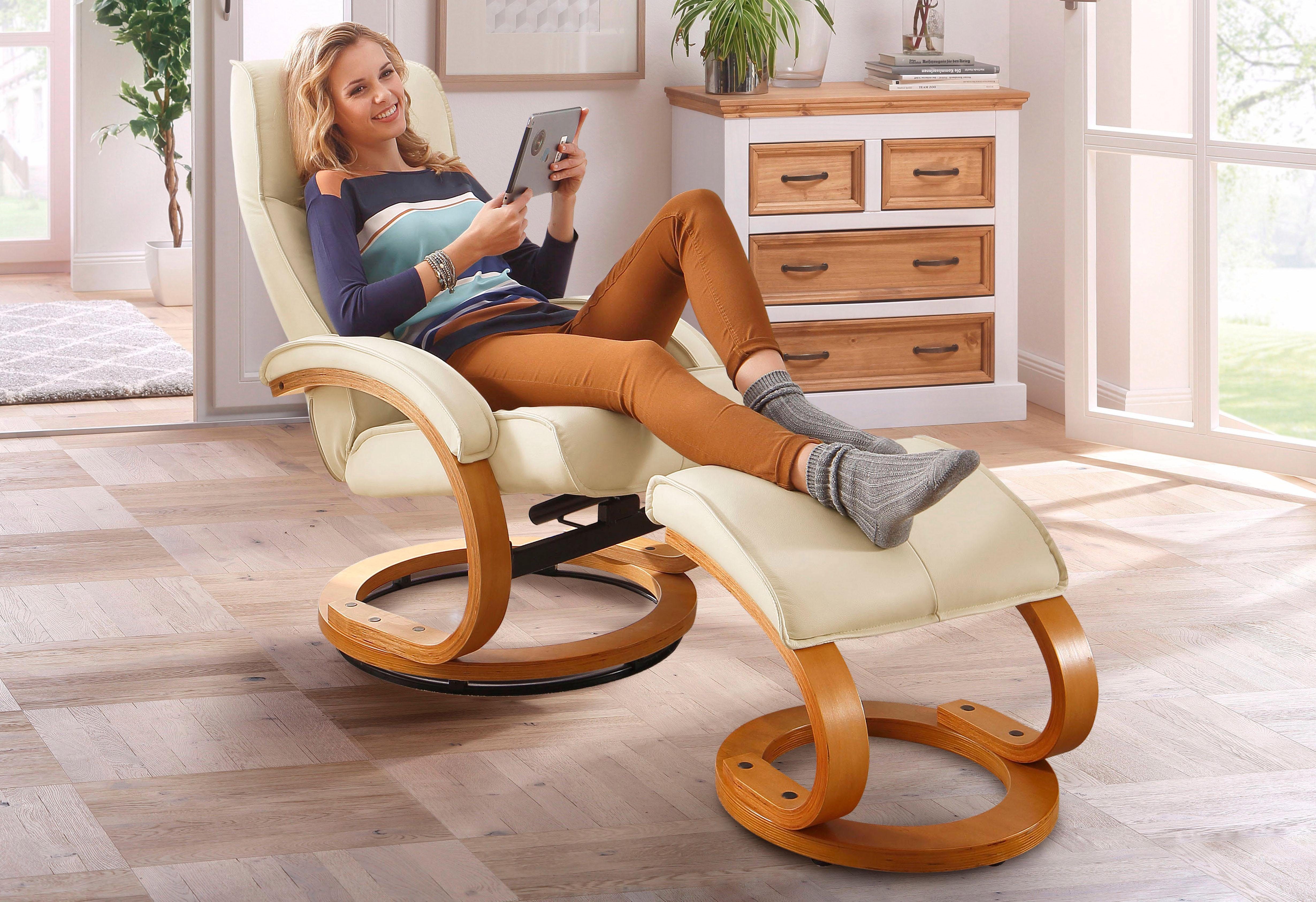 Home affaire Relaxfauteuil Paris, tv-stoel met poef en handmatige ligfunctie (set, 2 stuks)