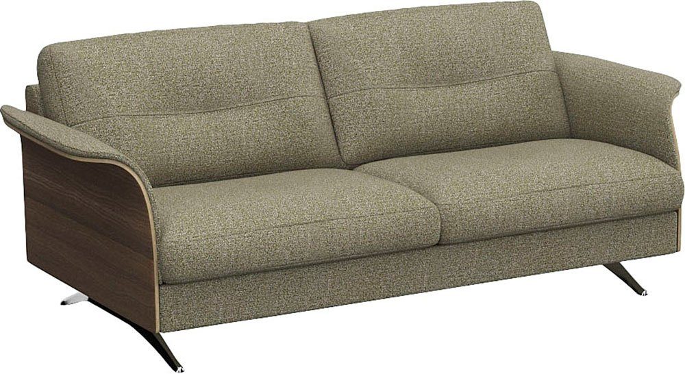 FLEXLUX 2,5-zitsbank Glow sofa, bank Premium zitting: koudschuim en binnenvering, armleuningen. Walnoot, aluminium voet