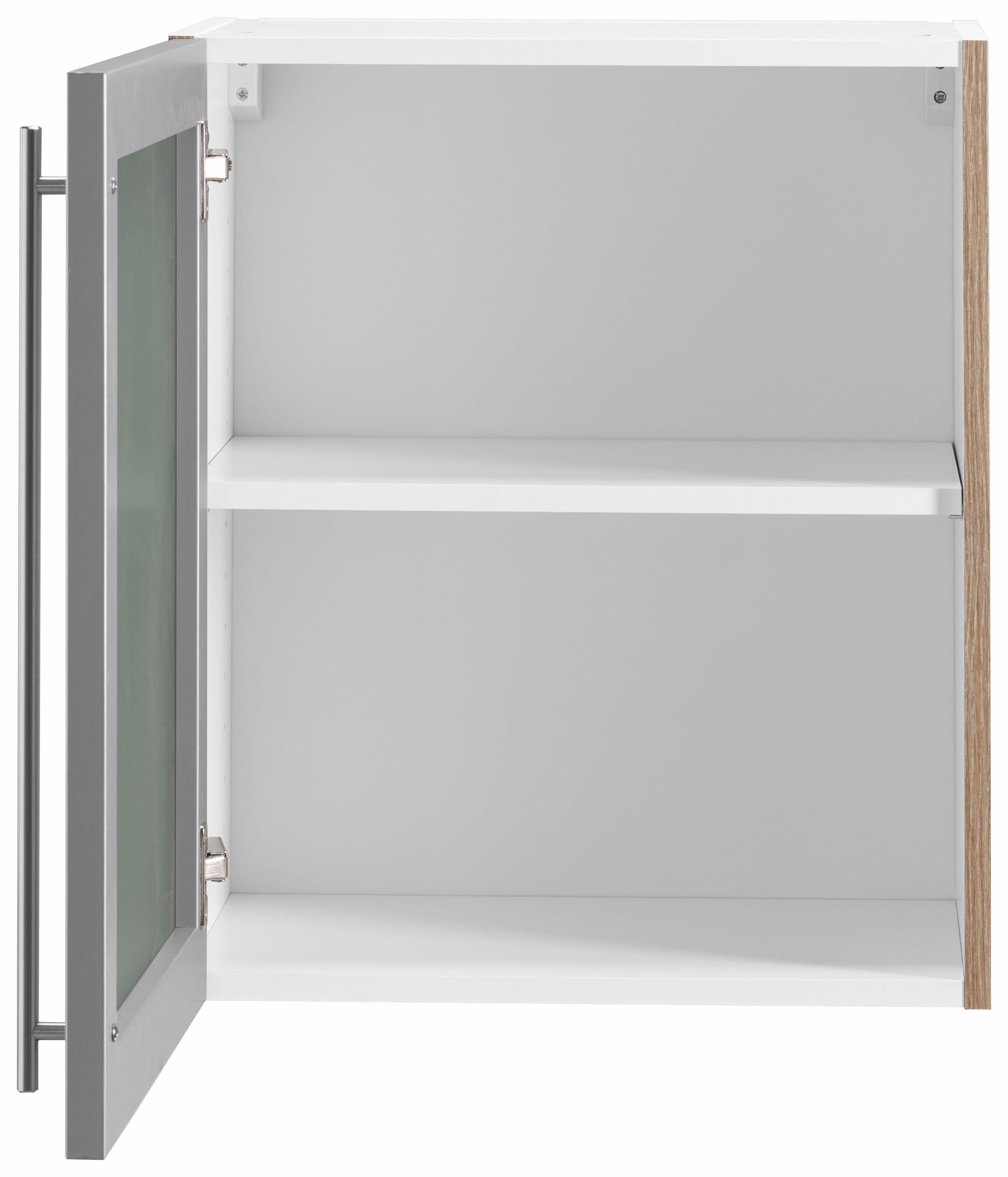 OPTIFIT Hangend kastje met glasdeur met glasdeurtje in aluminium-look, breedte 50 cm
