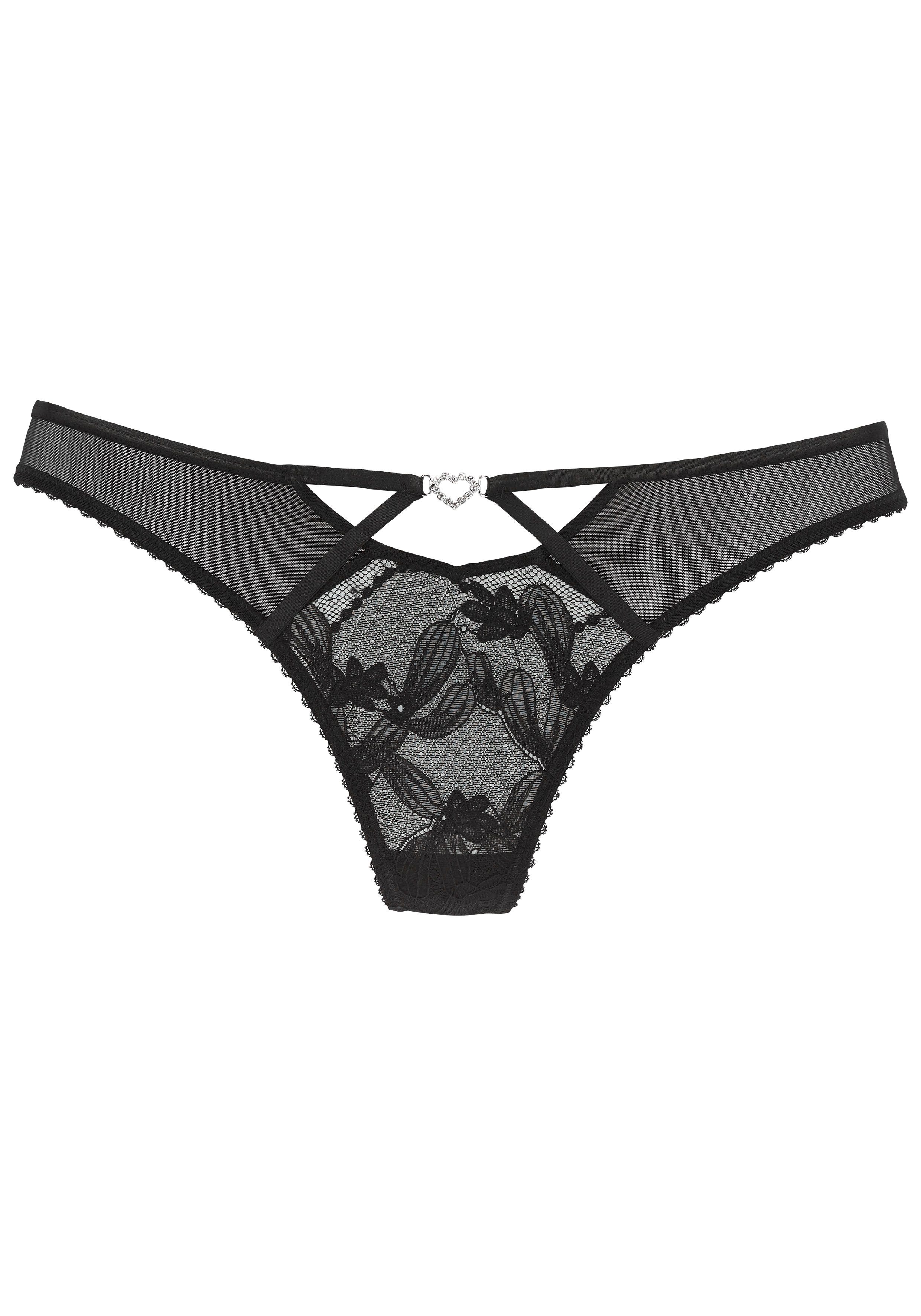 Lascana String Dalia met fijne strasssteentjes en kant