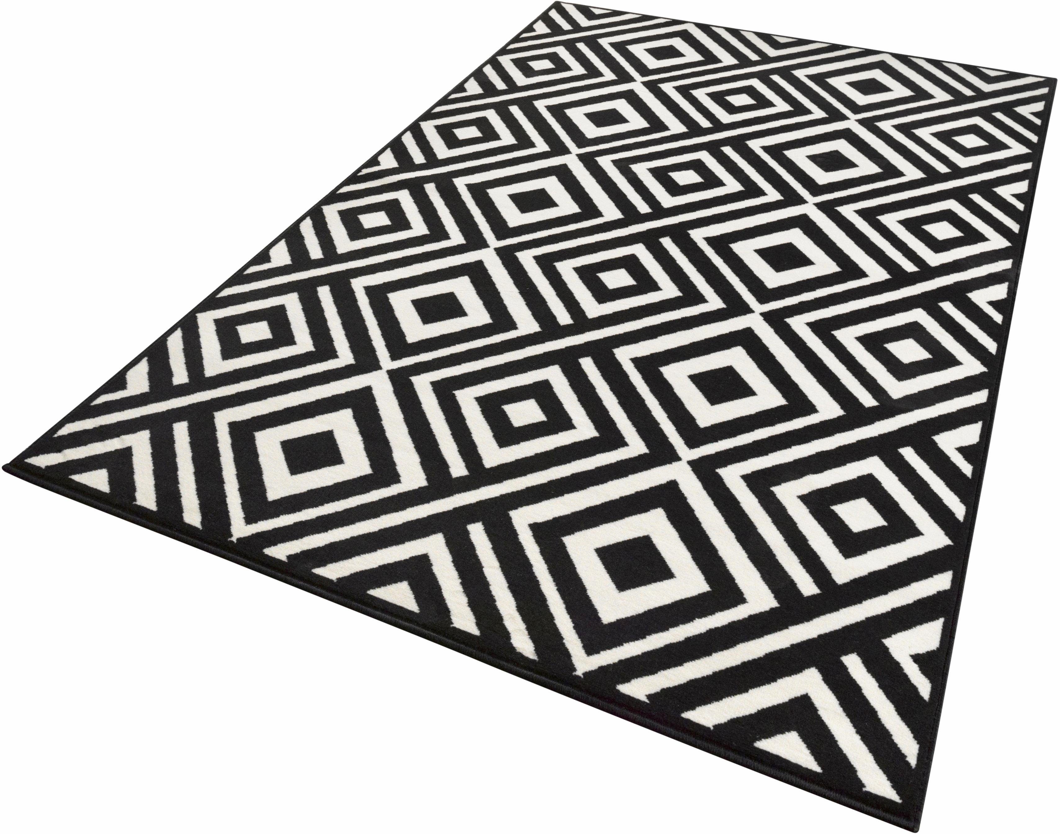 Design vloerkleed ruiten Art - zwart/wit 70x140 cm