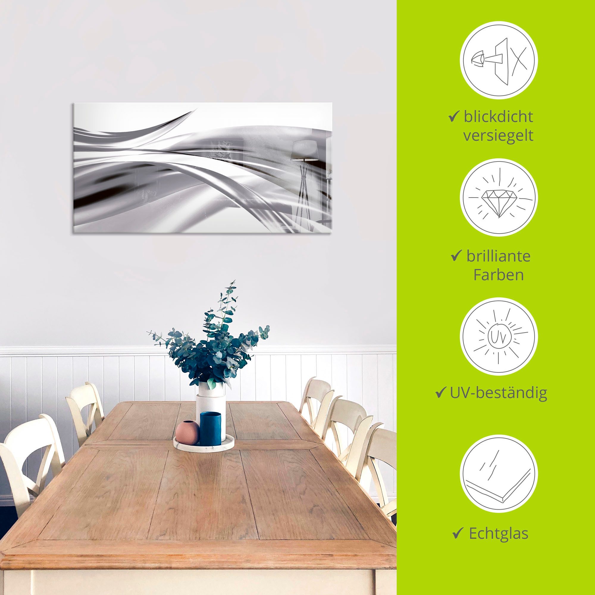 Artland Print op glas Mooie golf - abstract in verschillende maten
