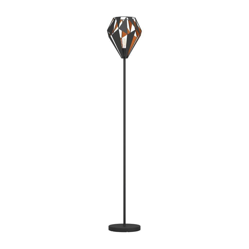 EGLO Staande lamp CARLTON 1 Vintage vloerlamp, metaal in zwart en koper, retro, E27 fitting (1 stuk)