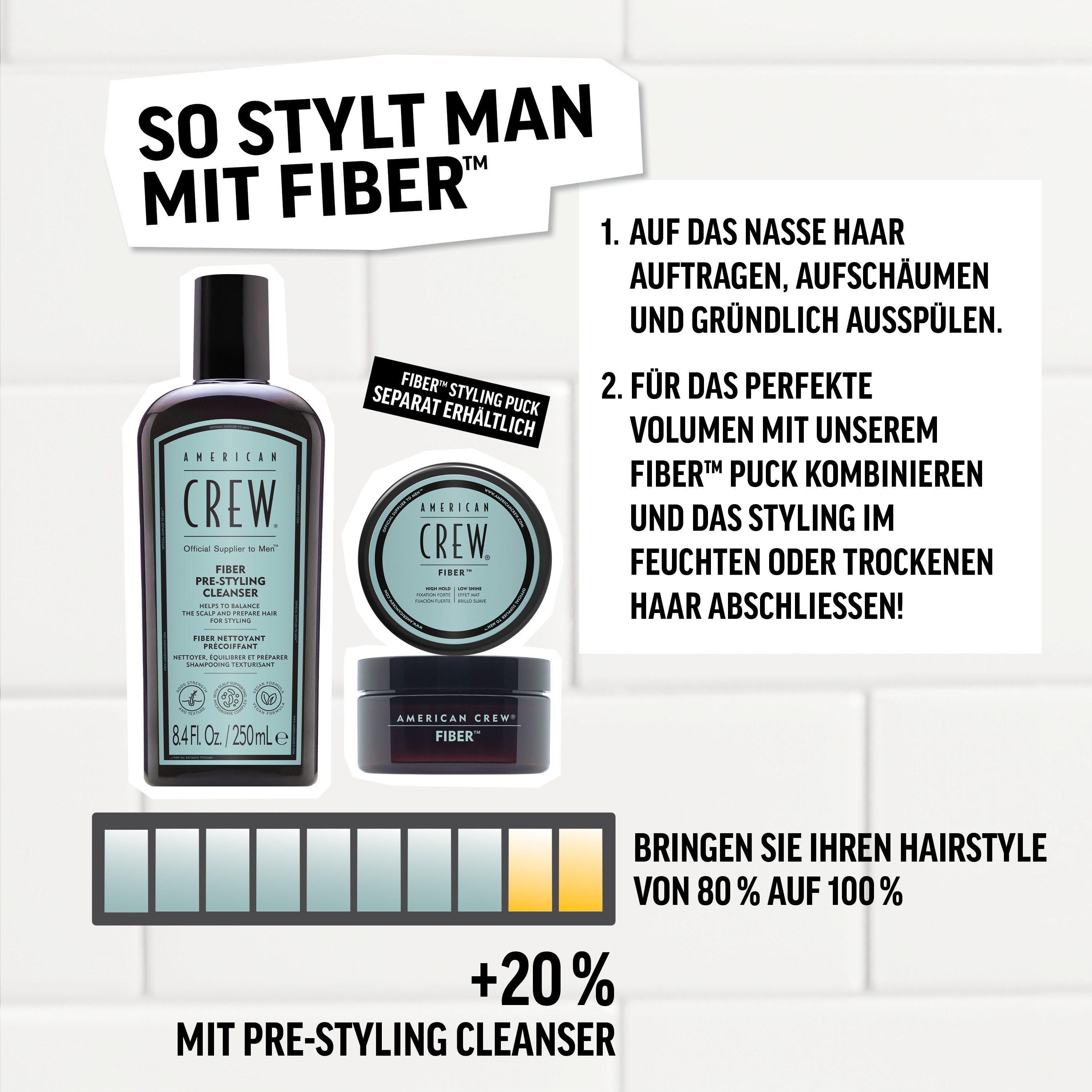 American Crew Haarshampoo Fiber Pre-Styling Cleanser Shampoo 250ml (1-delig)