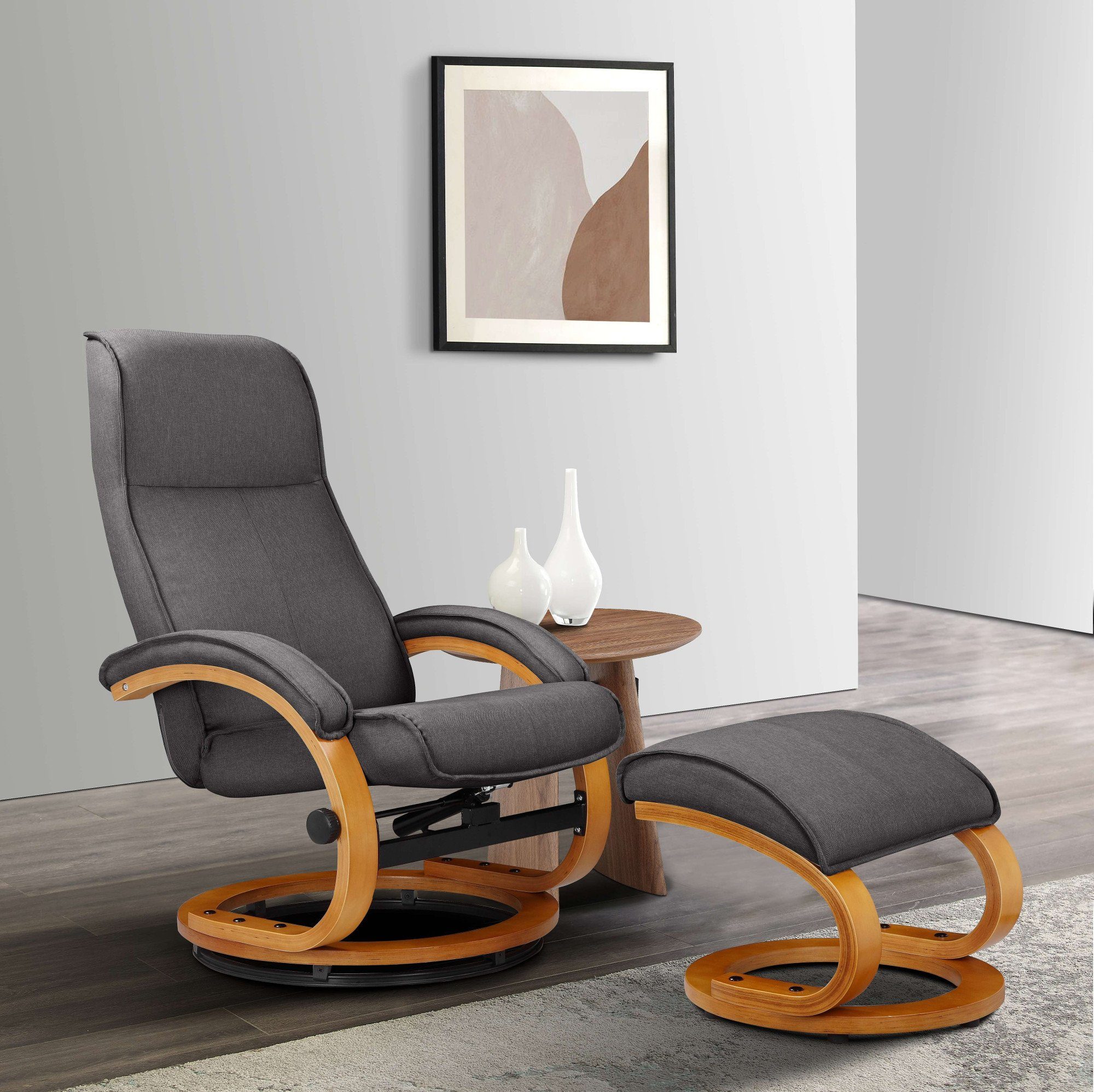Home affaire Relaxfauteuil Paris TV-fauteuil, fauteuil met poef, woonkamer, handmatige slaapfunctie (set, 2 stuks) tv-fauteuils maat Geweven stof