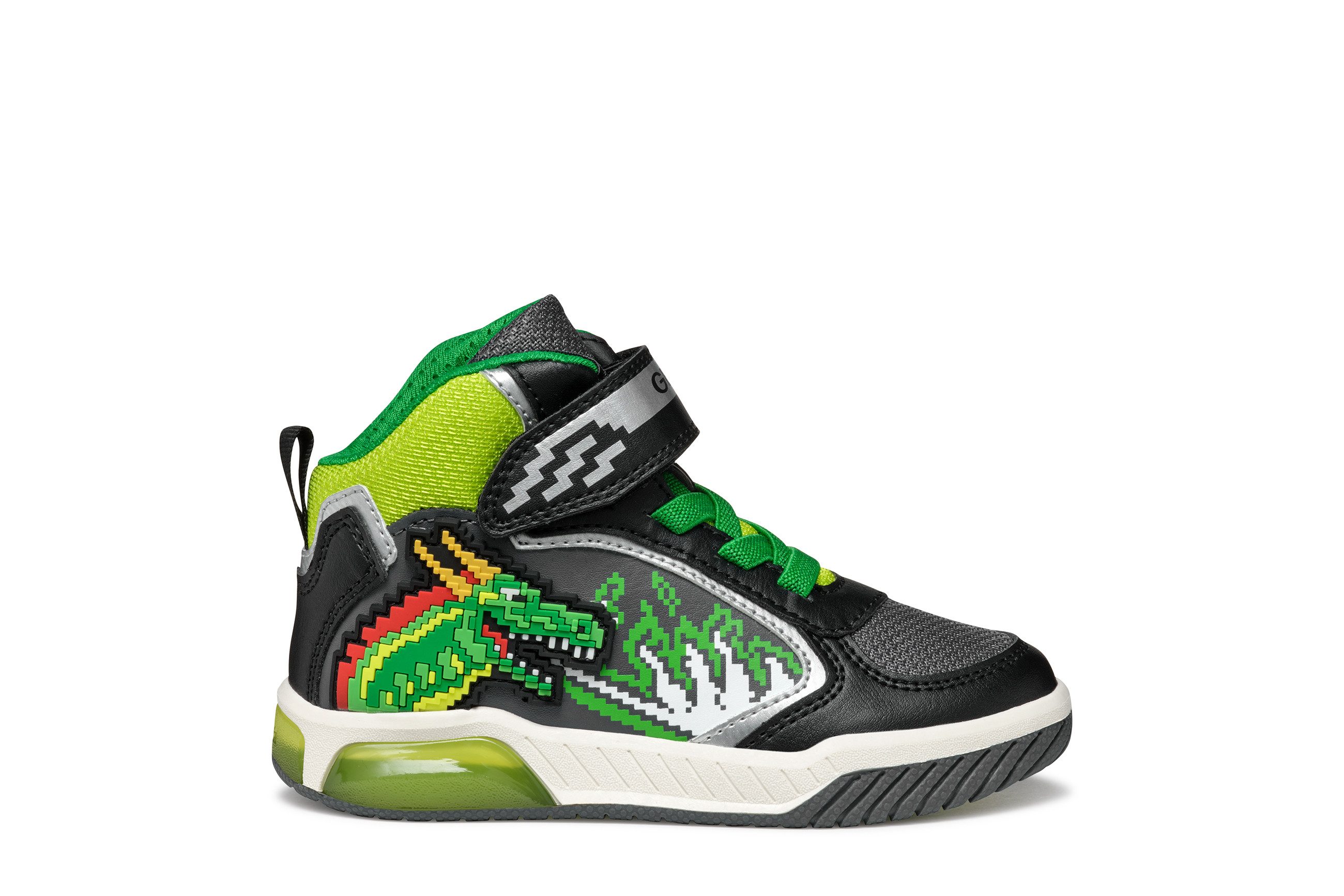 Geox Sneakers J INEK BOY_Knipogschoen Veterboots met coole blinkfunctie, maatsjabloon om te downloaden