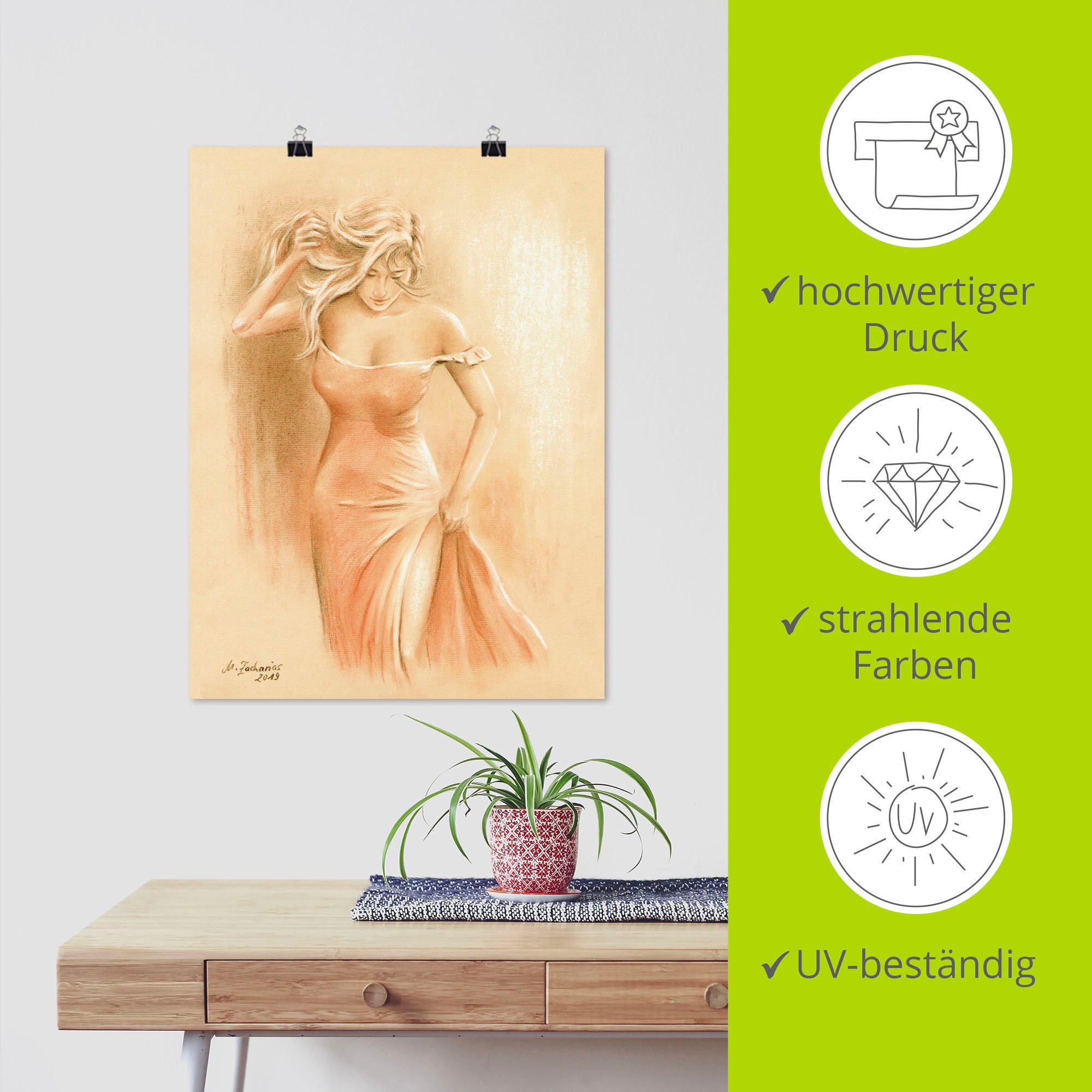 Artland Artprint Bochtig model als artprint op linnen, poster in verschillende formaten maten
