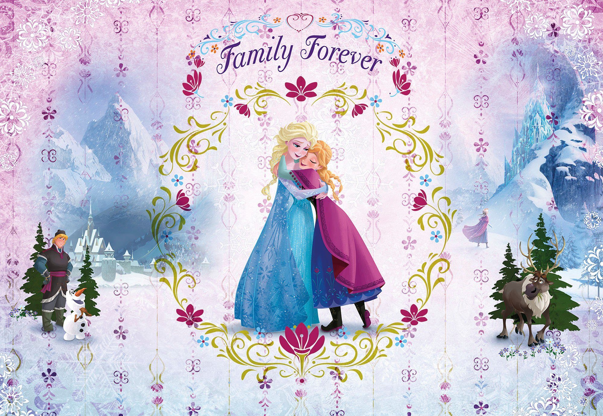 Vlies fotobehang - Frozen Family Forever - afmeting 400 x 260 cm