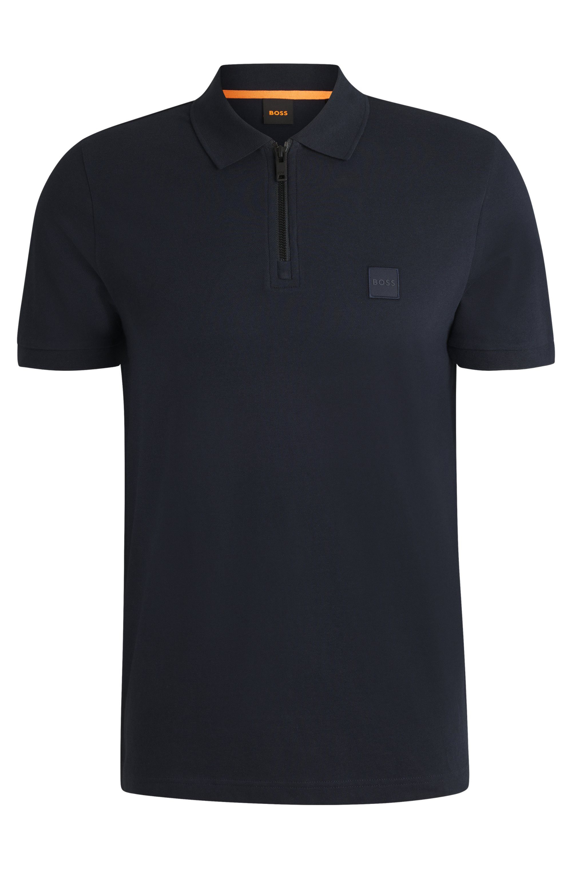 Boss Orange Poloshirt Passerzip met een polokraag