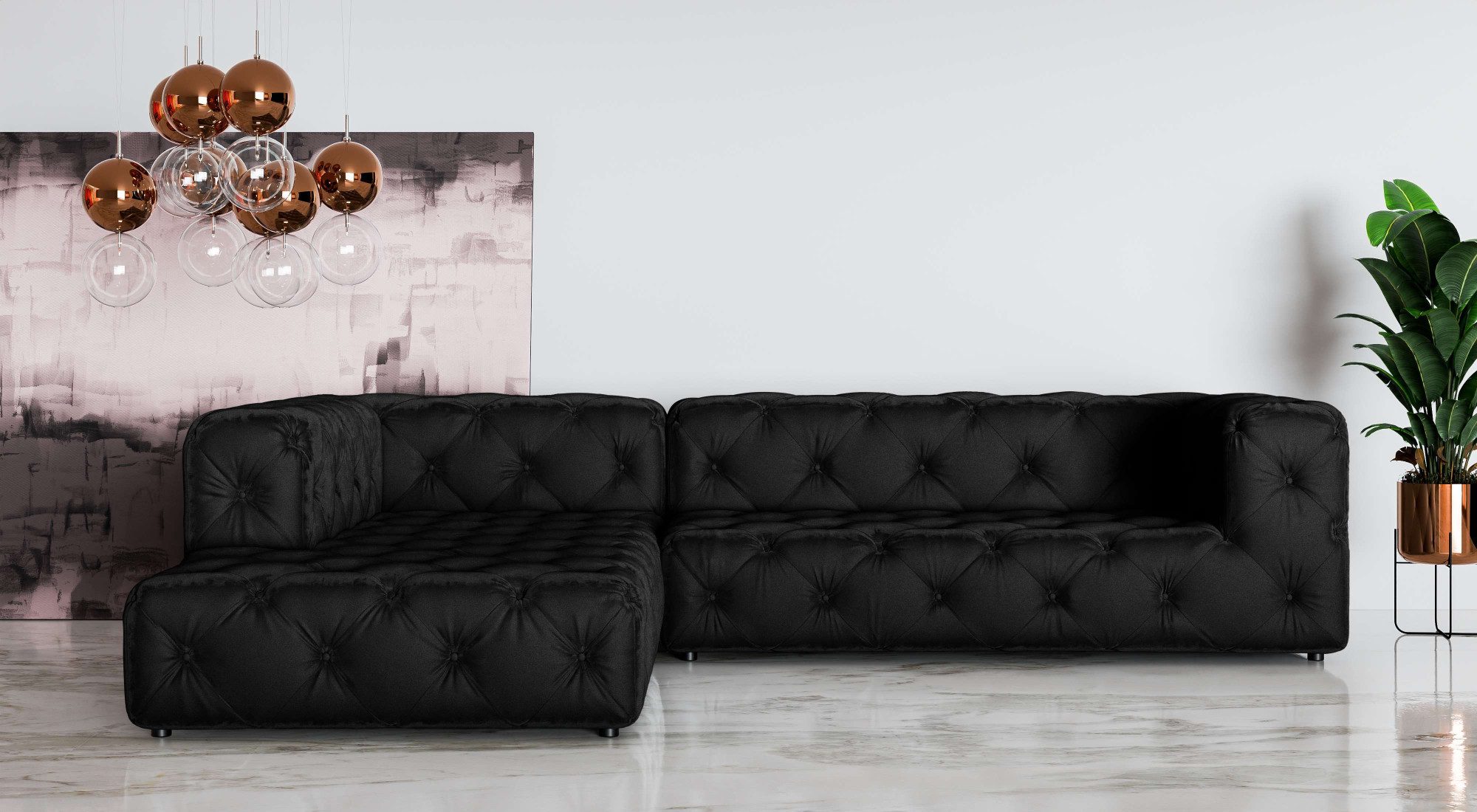 Places of Style Hoekbank FOLLINA L-vorm, met klassieke Chesterfield-knoopstiksels