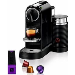 nespresso koffiecapsulemachine citiz en 267.bae van delonghi, zwart, inclusief aeroccino melkopschuimer, welkomstpakket met 14 capsules zwart