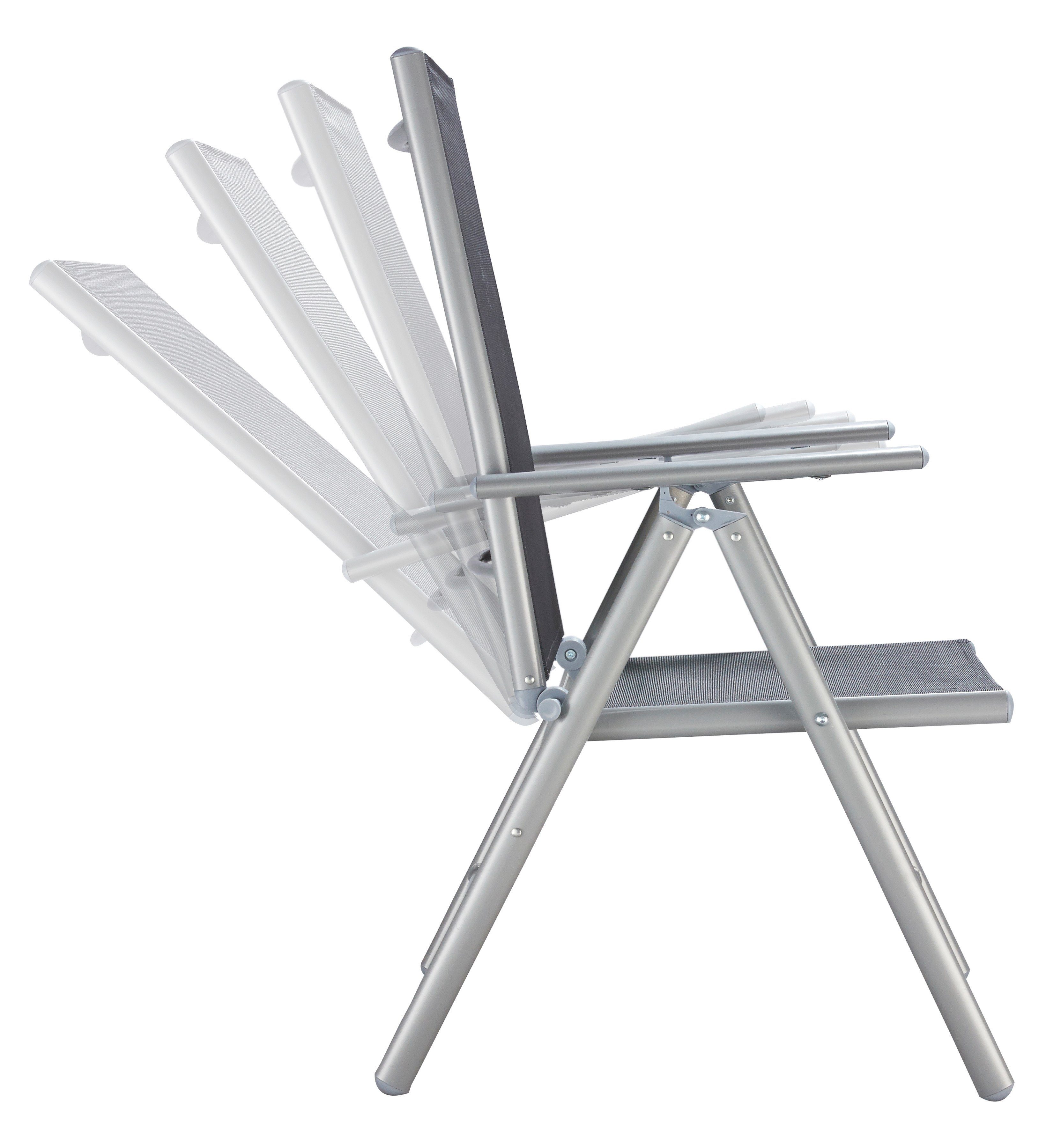 MERXX Tuinstoel Lima, TOPSELLER! set van 2, aluminium/textiel, verstelbaar, zwart (set, 2 stuks)