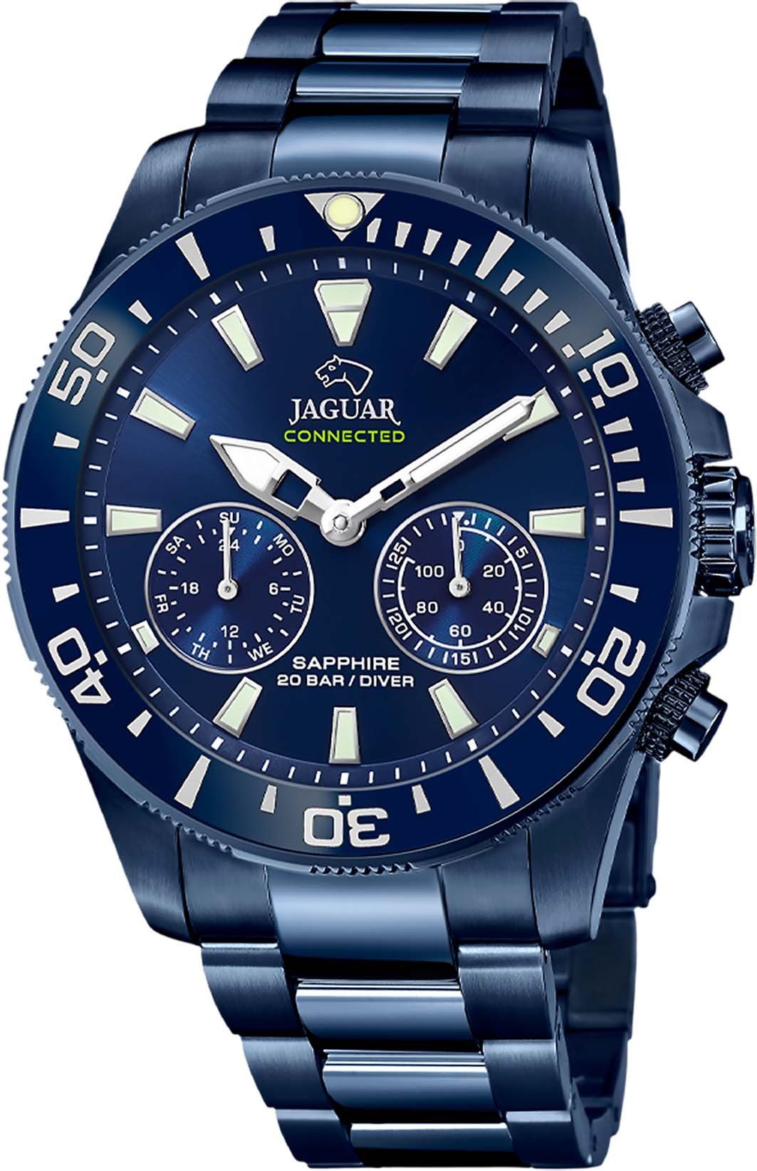 Jaguar Chronograaf Connected Special Edition Horloge, quartzhorloge, herenhorloge, saffierglas, stopwatchfunctie, stalen armband (set, 3-delig, Met wisselband en gereedschap)