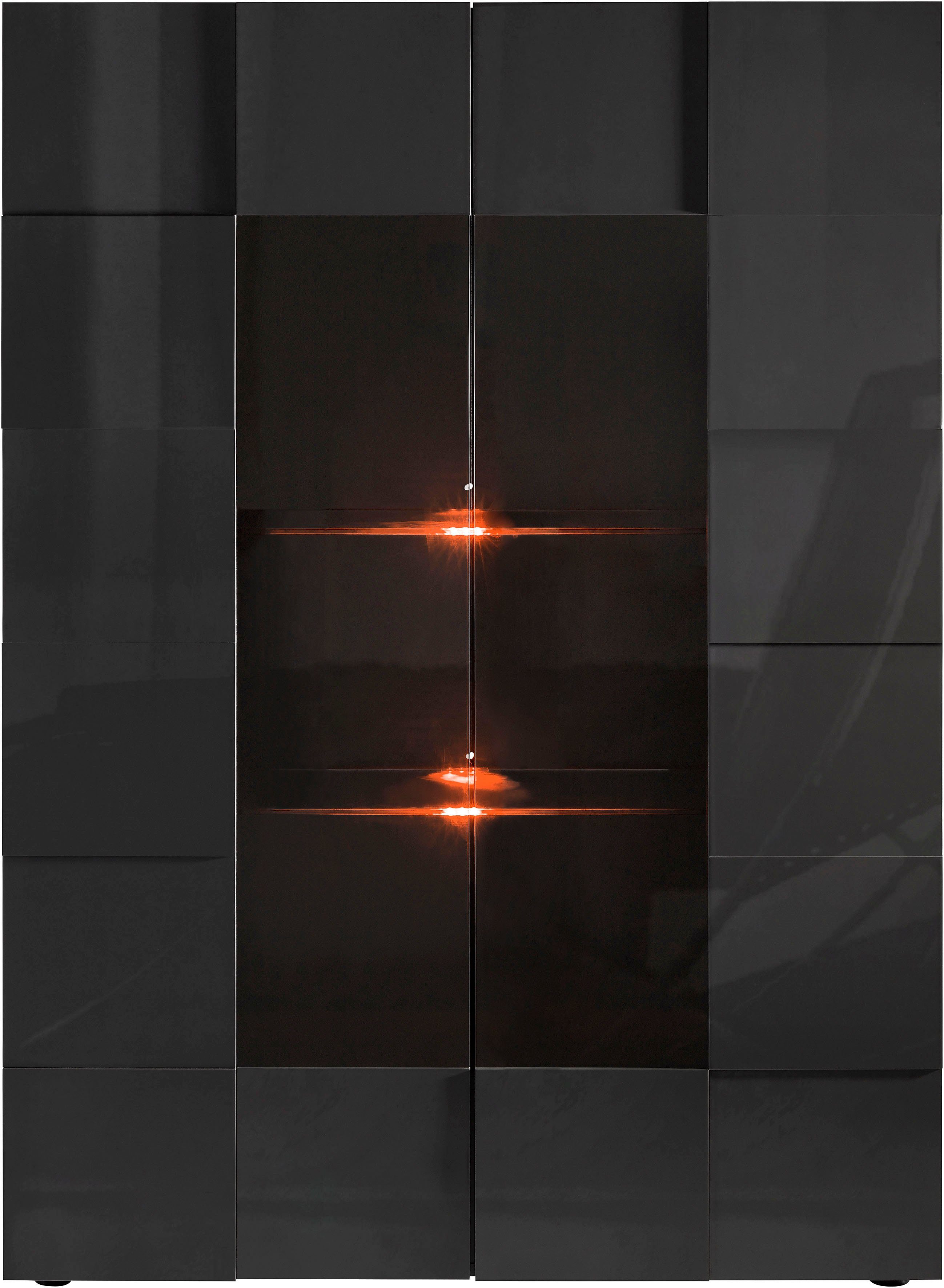 INOSIGN Vitrinekast Dama Hoogte 166 cm, Breedte 121 cm, Opberg vitrinekast met 2 deuren Staande vitrine - front in 3D-uiterlijk, veel opbergruimte, verschillende kleuren