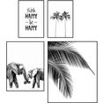 reinders! artprint set artprints be happy palm - boom - modern - olifant - geluk (4 stuks) zwart