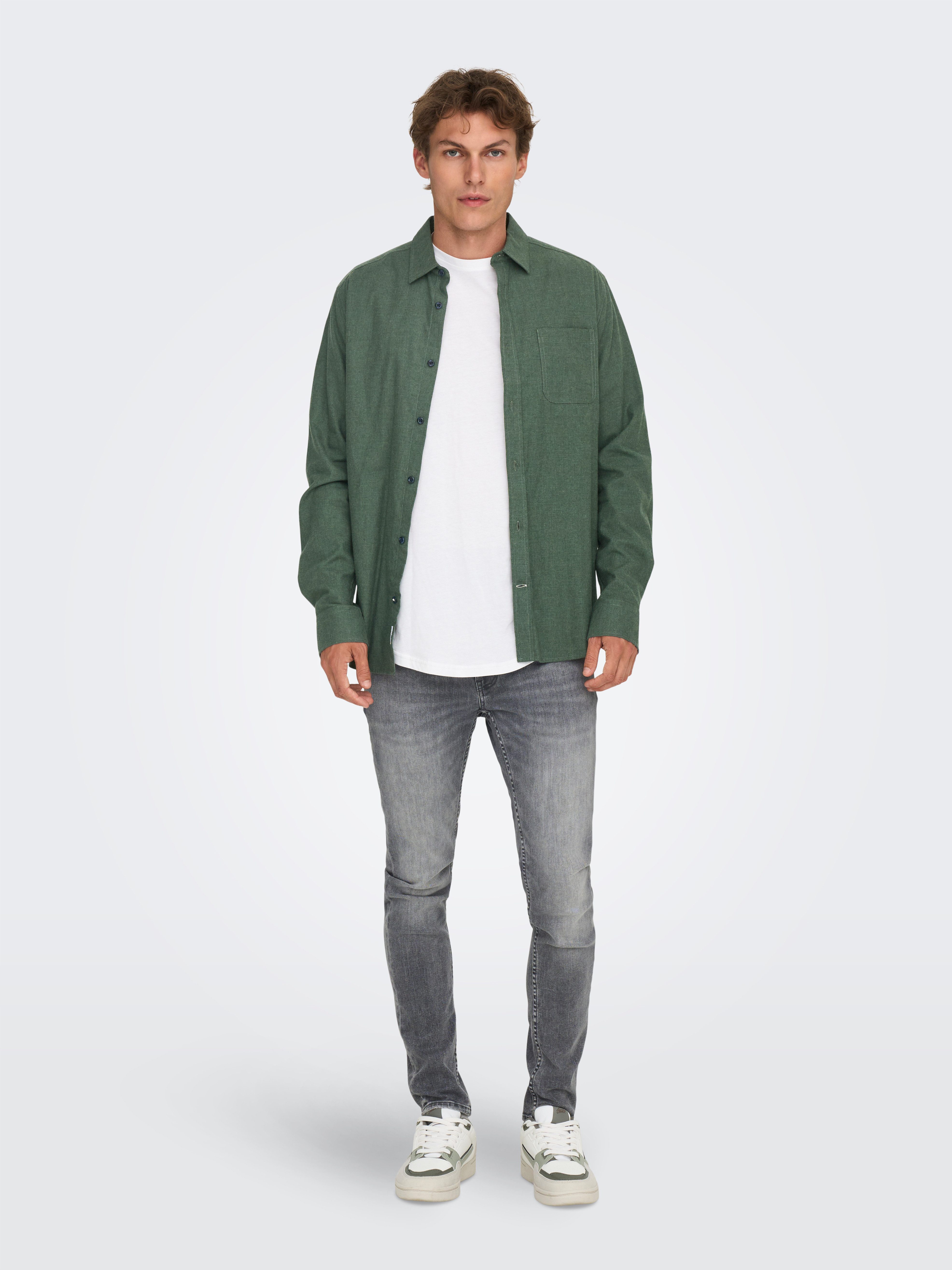 ONLY & SONS Overhemd met lange mouwen ONSROAD LIFE REG MELANGE LS SHIRT NOOS