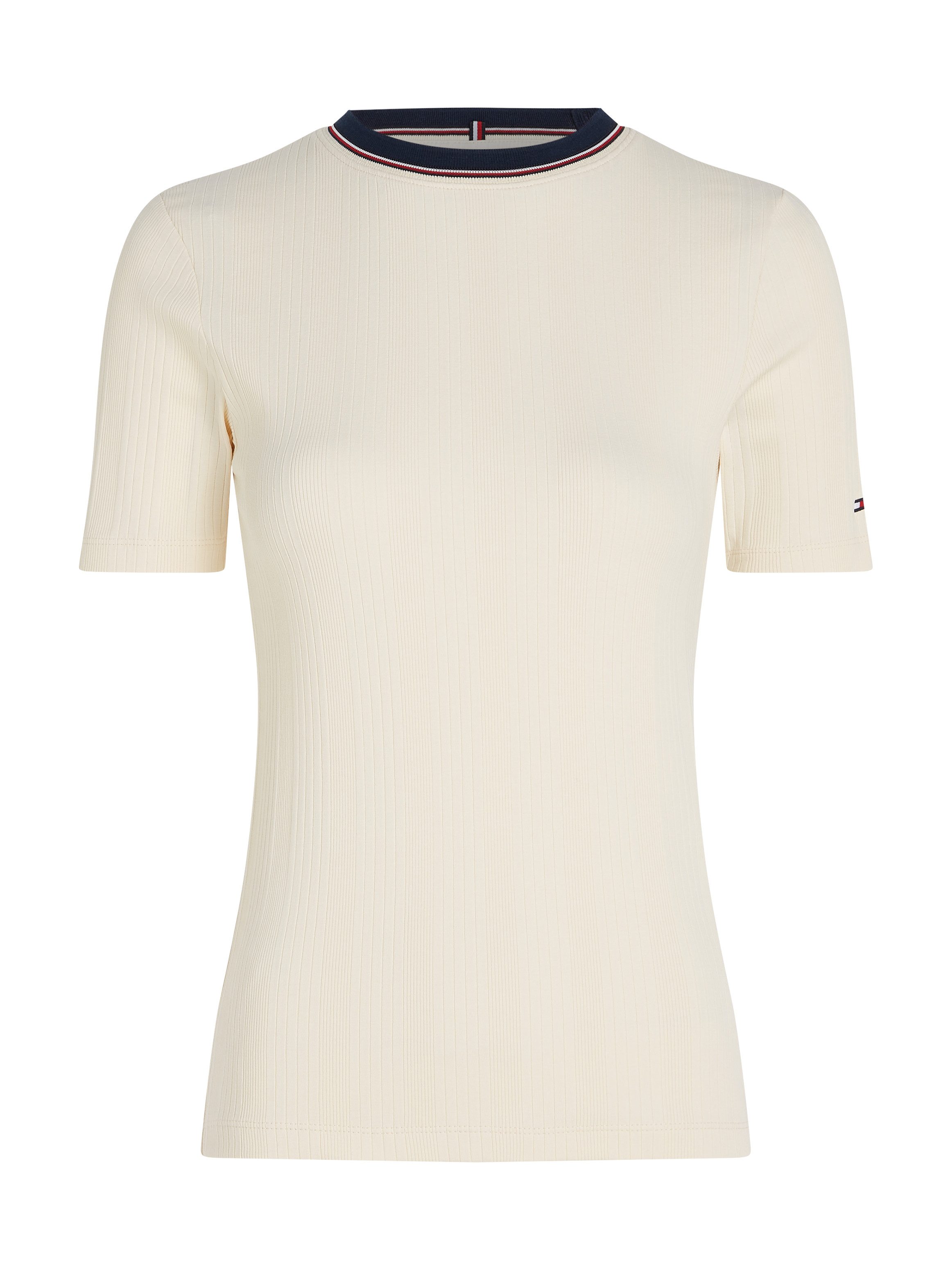 Tommy Hilfiger T-shirt RWB SLIM TEE SS C-NK met contrastdetails, structuur