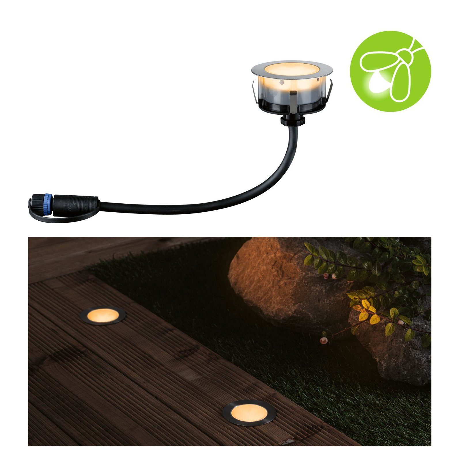 Paulmann Ledinbouwlamp Plug & Shine Vloer Enkel lamp IP67 2200K 2W zilverkleur (1 stuk)