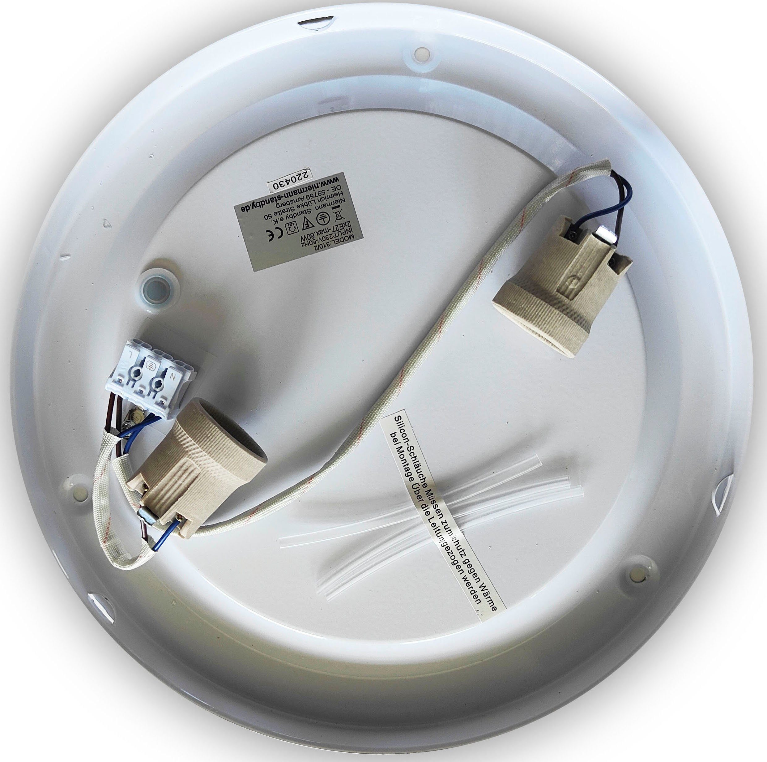 niermann Plafondlamp Opal mat, decoratieve ring mat nikkel, HF-sensor (1 stuk)