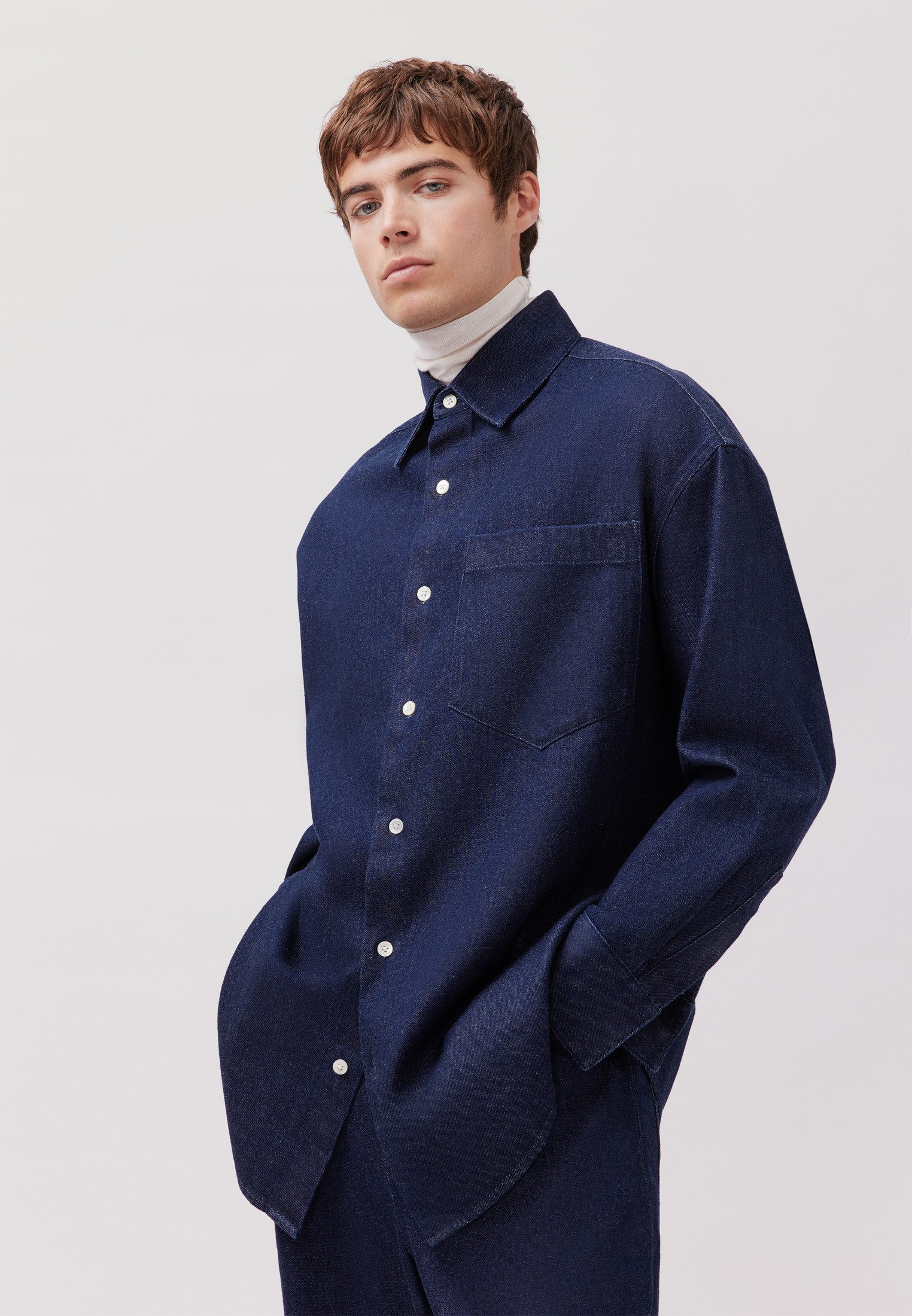 studio seidensticker Overhemd met korte mouwen Oversized 1/1 Kentkraag Denim