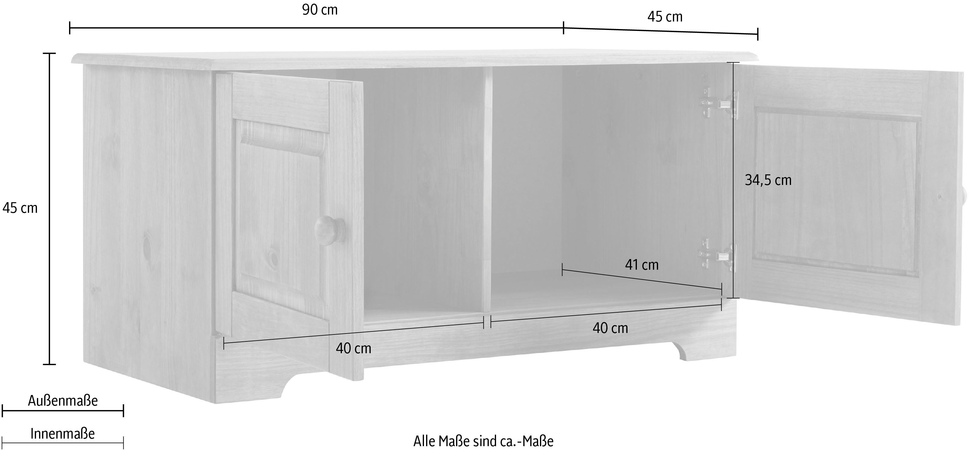 Home affaire Zitbank Lisa met opbergruimte en 2 draaideuren, breedte 90 cm