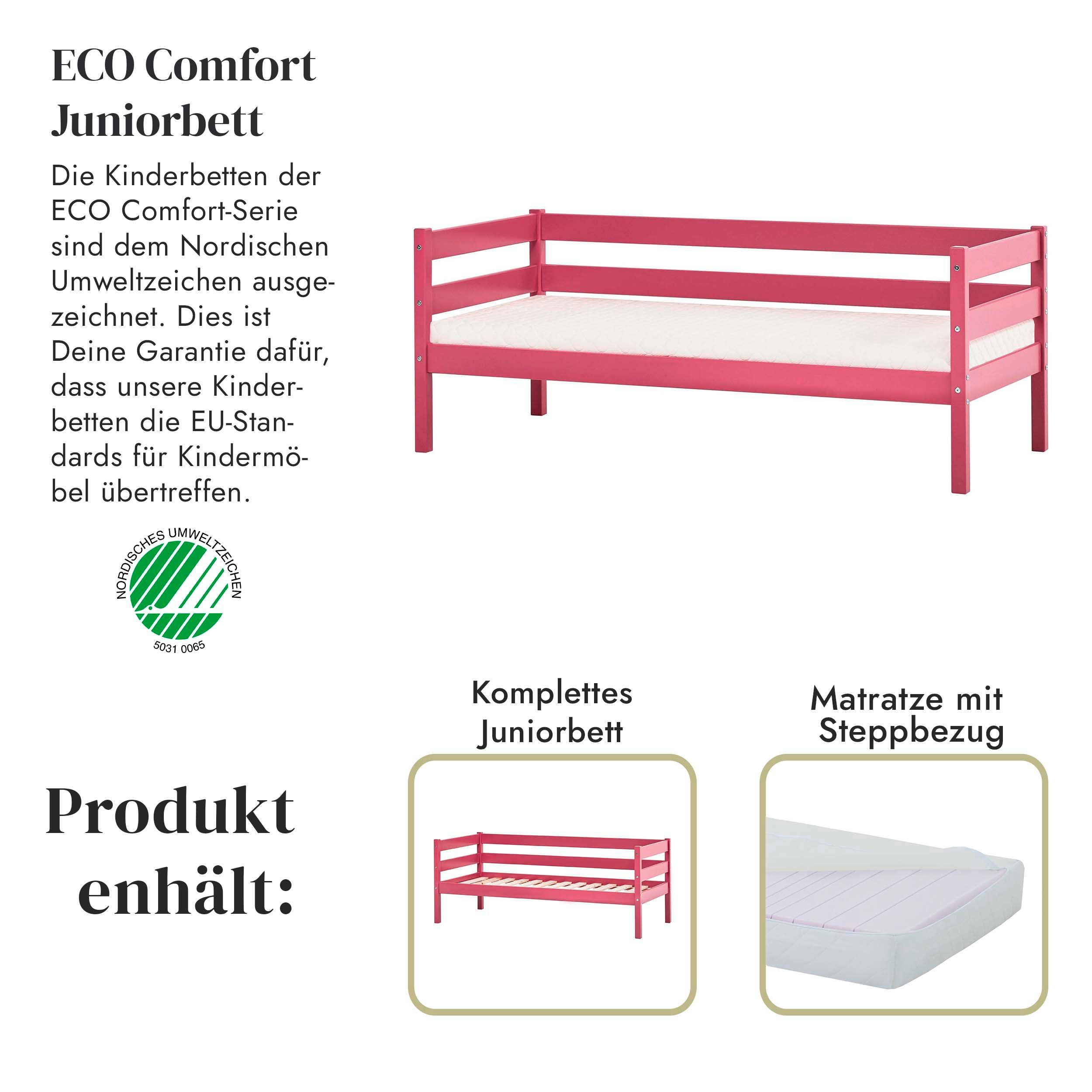 Hoppekids 1-persoonsledikant ECO Comfort kinderbed, massief grenenhout, tienerbed inclusief lattenbodem (set)