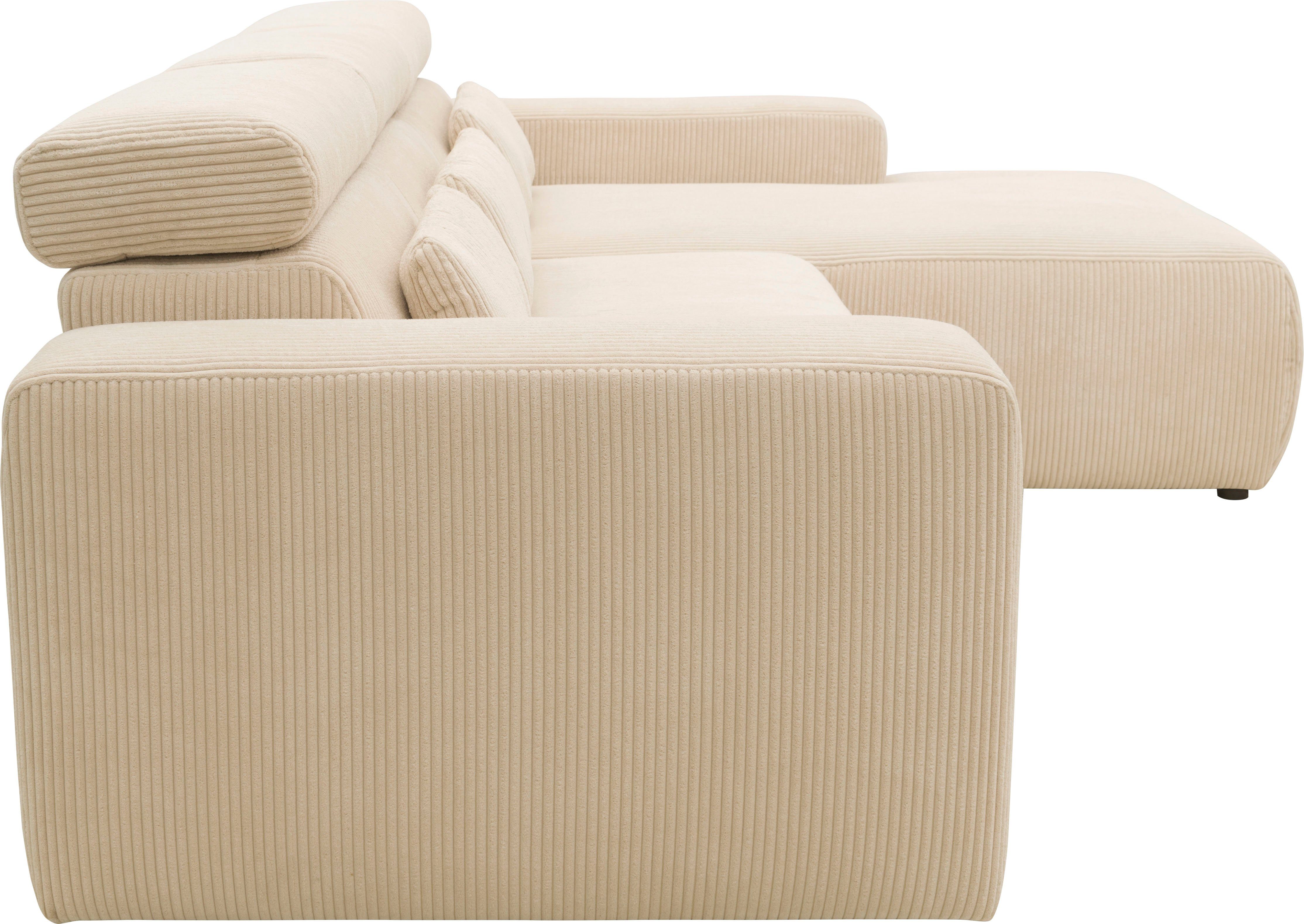 DOMO collection Hoekbank Brandon B/D/H: 289/177/80 cm, keuze met zitdiepteverstelling, L-vorm
