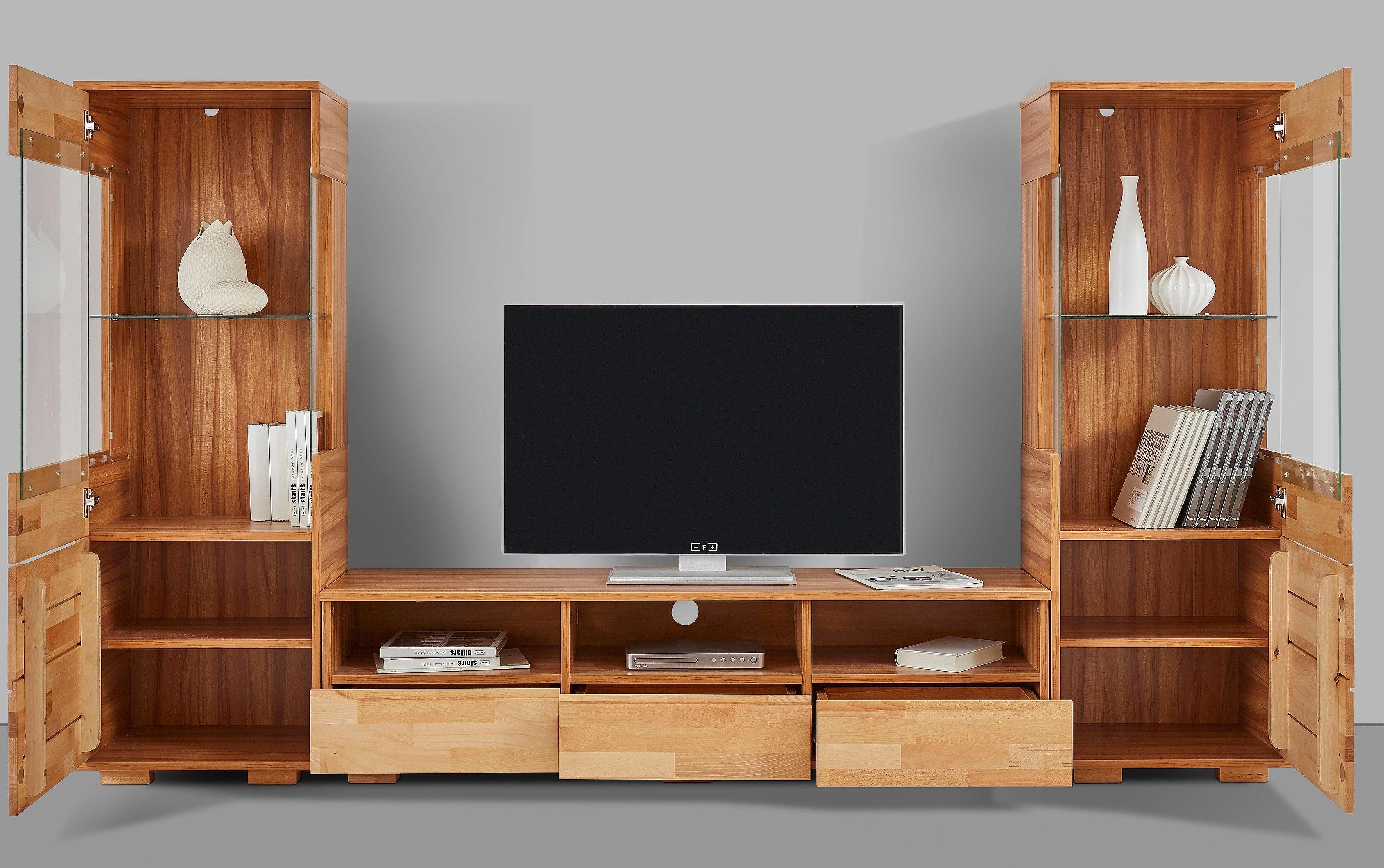 Home affaire Wandmeubel Vetro gedeeltelijk massief hout (set, 3-delig)