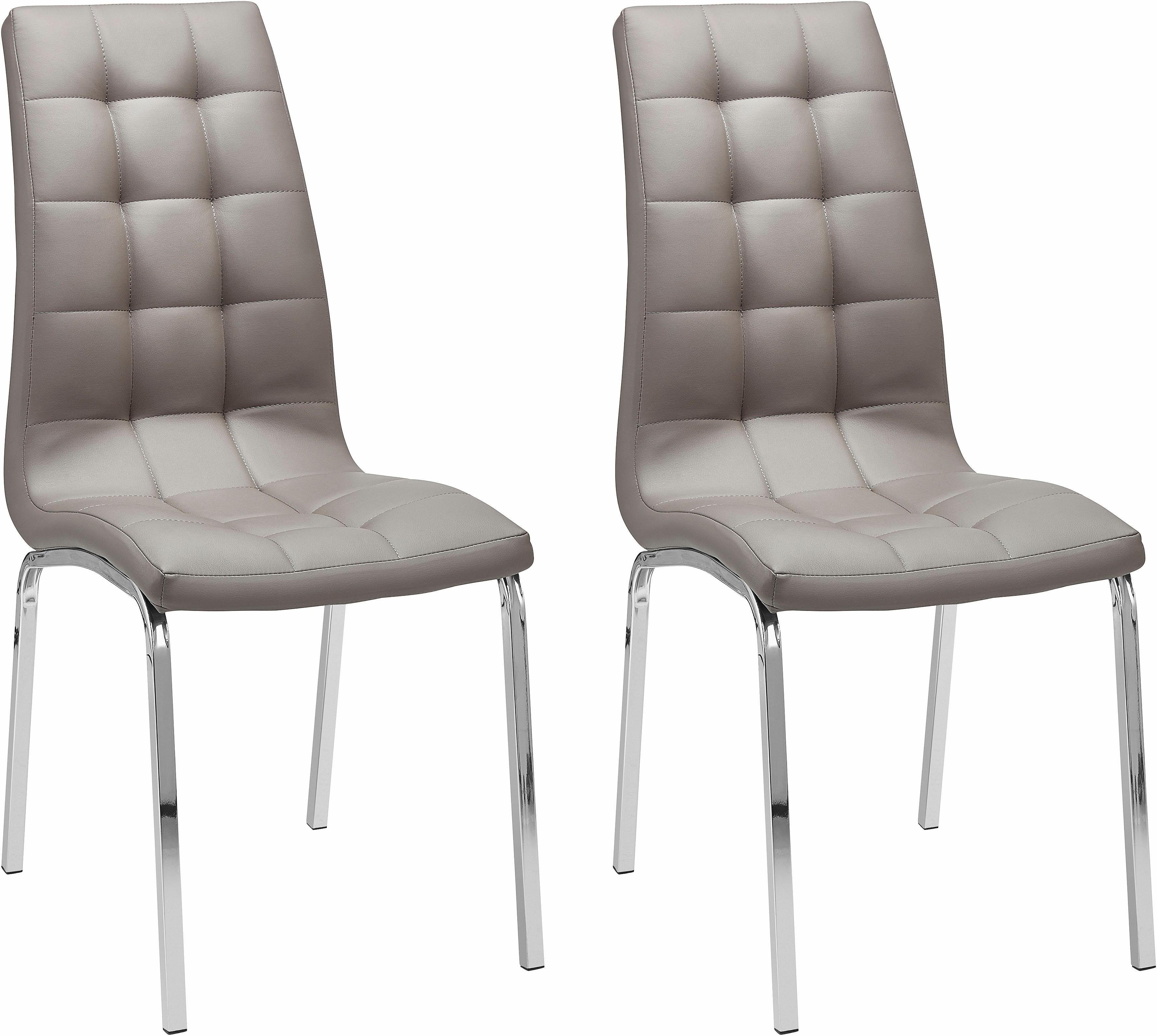 INOSIGN Stoel met 4 poten Paars (set van 2) bekleding in imitatieleer, verchroomd metalen frame (set, 2 stuks)