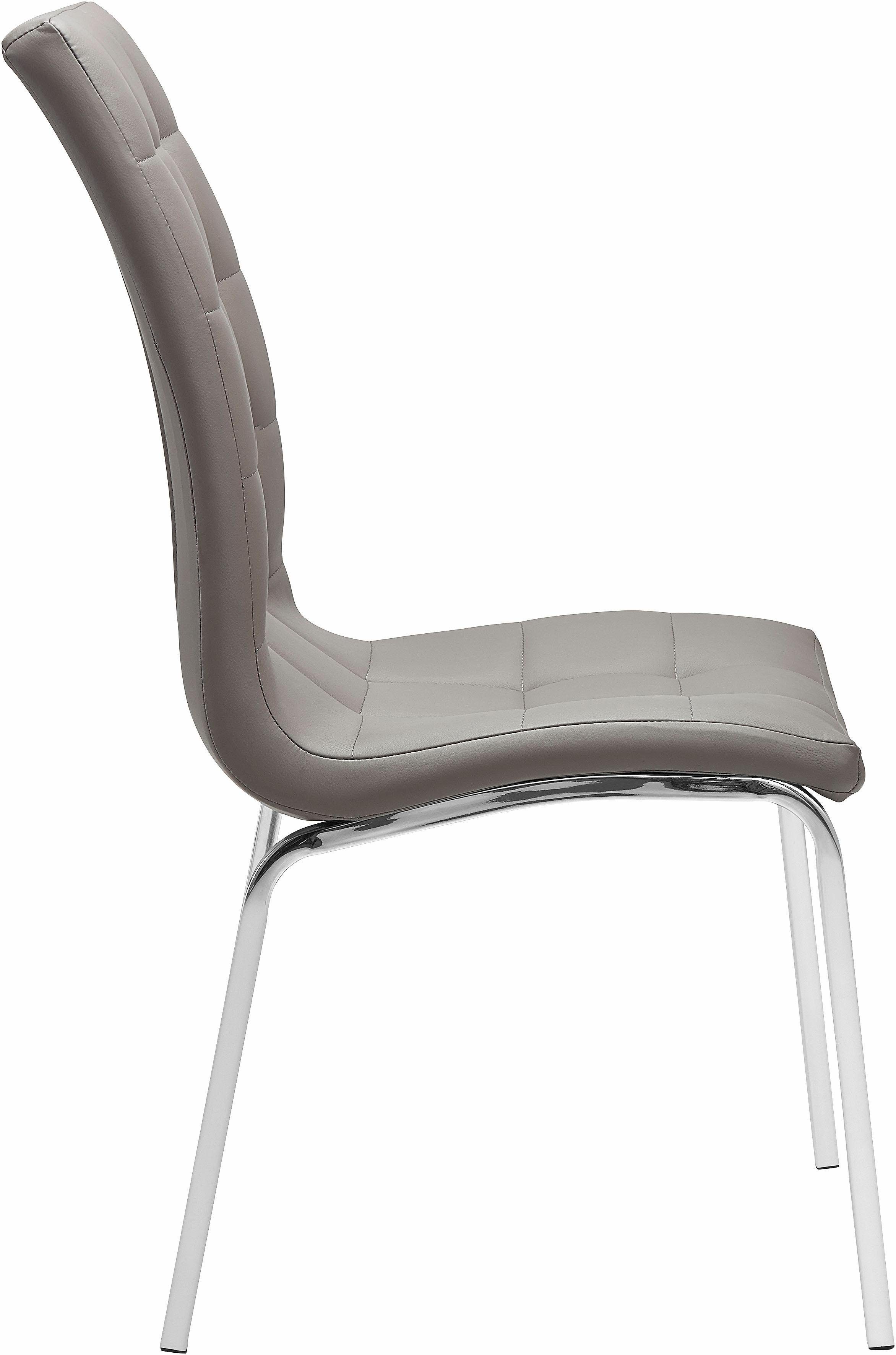 INOSIGN Stoel met 4 poten Paars (set van 2) bekleding in imitatieleer, verchroomd metalen frame (set, 2 stuks)