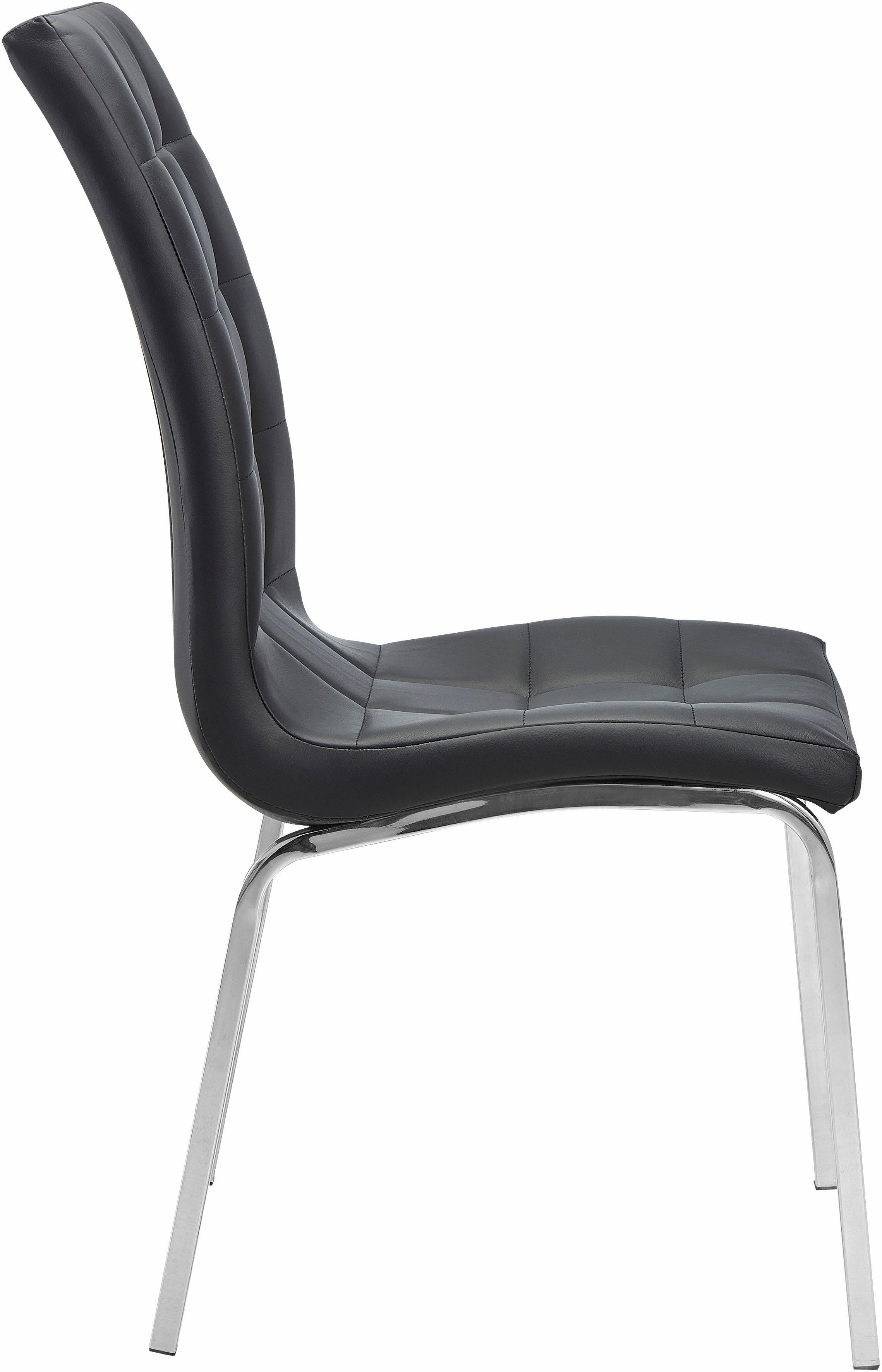 INOSIGN Stoel met 4 poten Paars (set van 2) bekleding in imitatieleer, verchroomd metalen frame (set, 2 stuks)